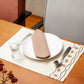 cotton embroidered placemats with napkin set in offwhite and coral color - 13x19 inch
