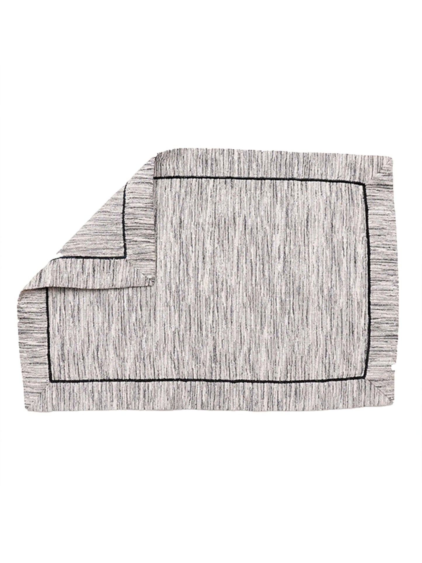 Table Mats and Napkins Cotton and Polyester Textured Grey and Black - 13" x 19" ; 16" x 16" - Set of 6