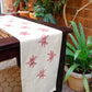 hand embroidered white table runner with floral pattern  for 6 seater table - 12x84 inches