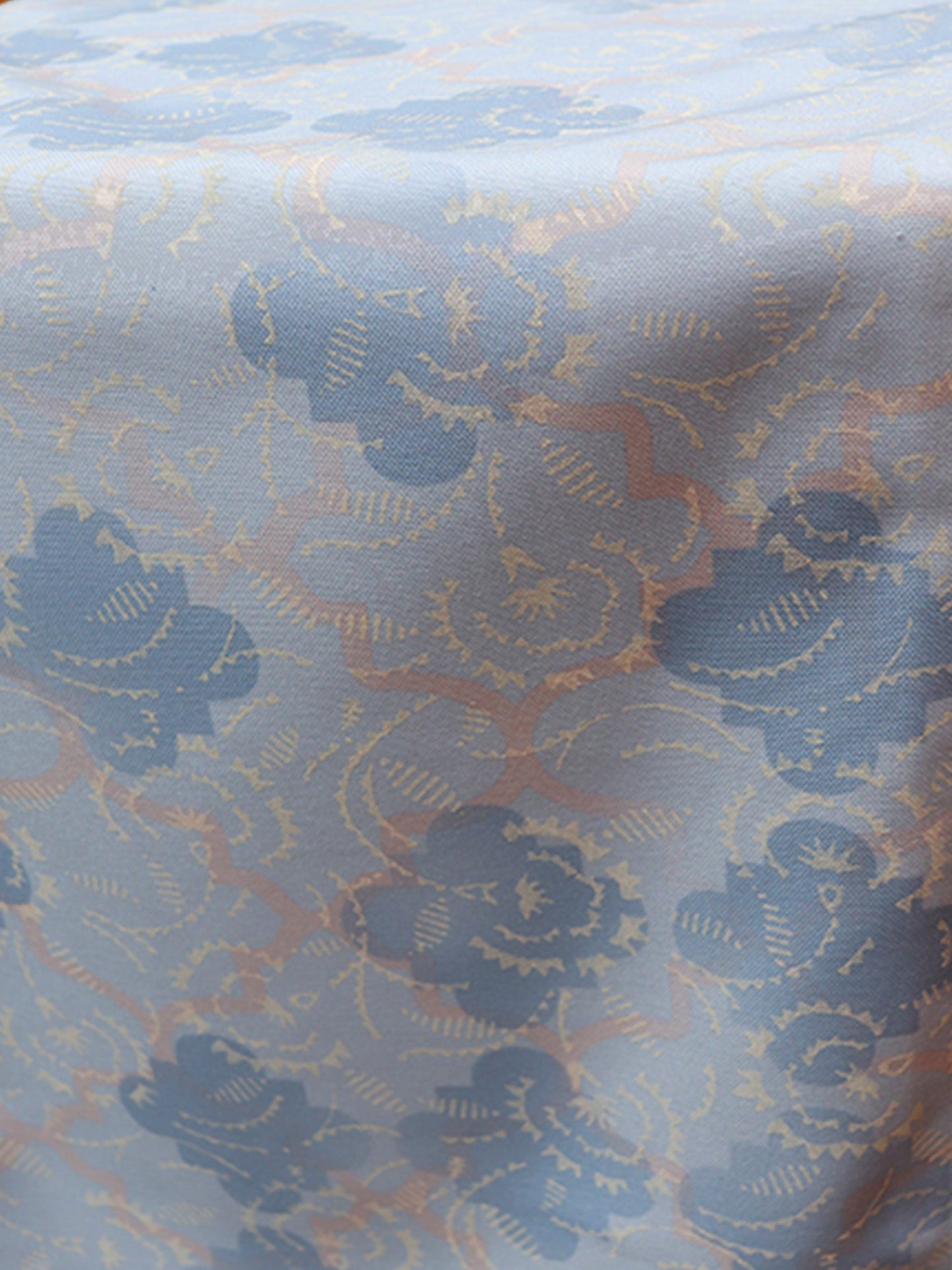 Table Runner Poly Canvas Geometric Jhali Pattern Blue - 12" X 84"