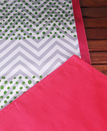 Table Runner Poly Canvas Chevron Pattern Off White Pink - 12" X 84"