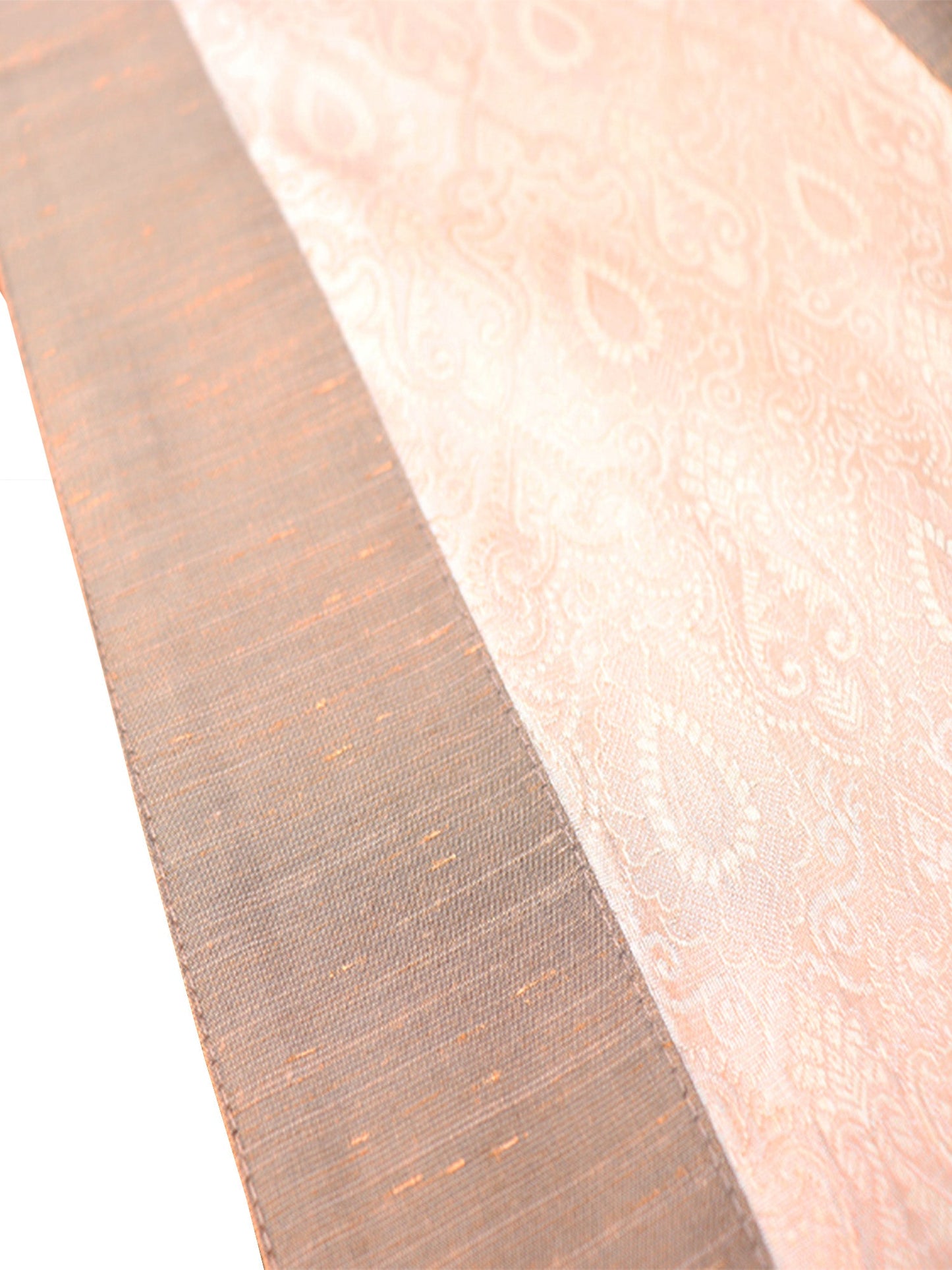 Table Runner 100% Polyester Brocade Patchwork Off White Golden Brown - 12" X 84"