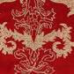 closeup of golden embroidery on red colored table runner - 12x84 inch