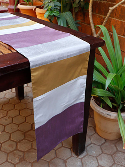 Table Runner 100% Polyester Patchwork Purple Grey - 12" X 84"