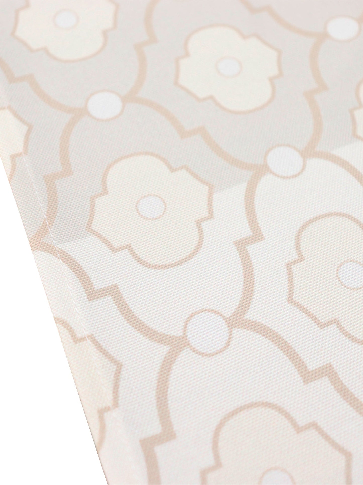 Table Runner Poly Canvas Morroccan Ogee Printed Off White Beige - 12" X 84"