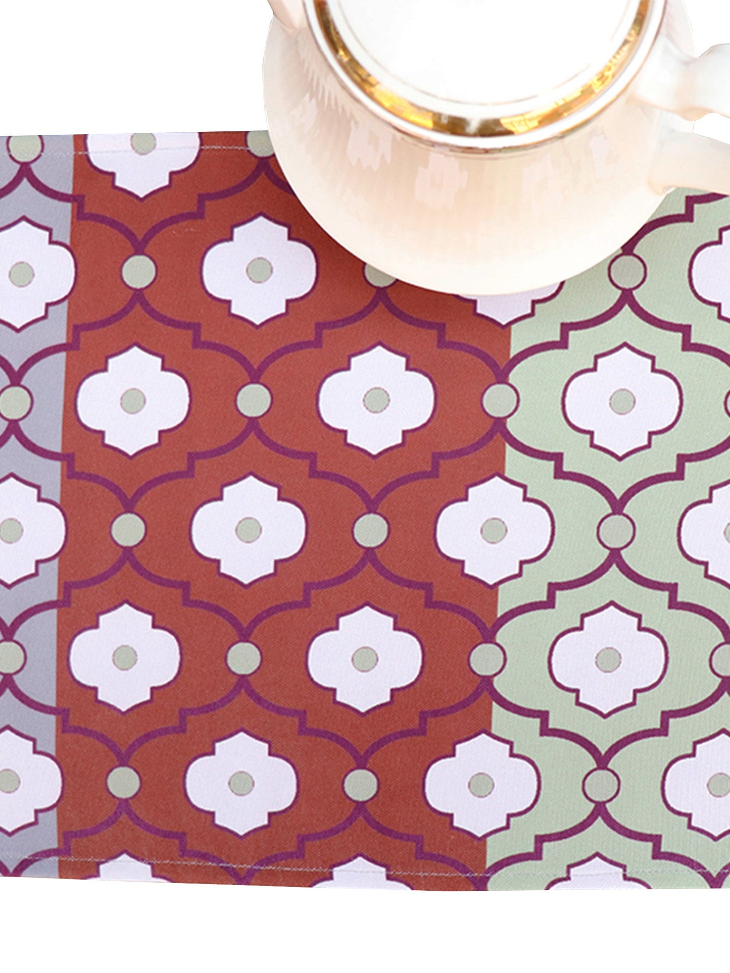 Table Runner Poly Canvas Moroccan Ogee Pattern Multi - 12" X 84"