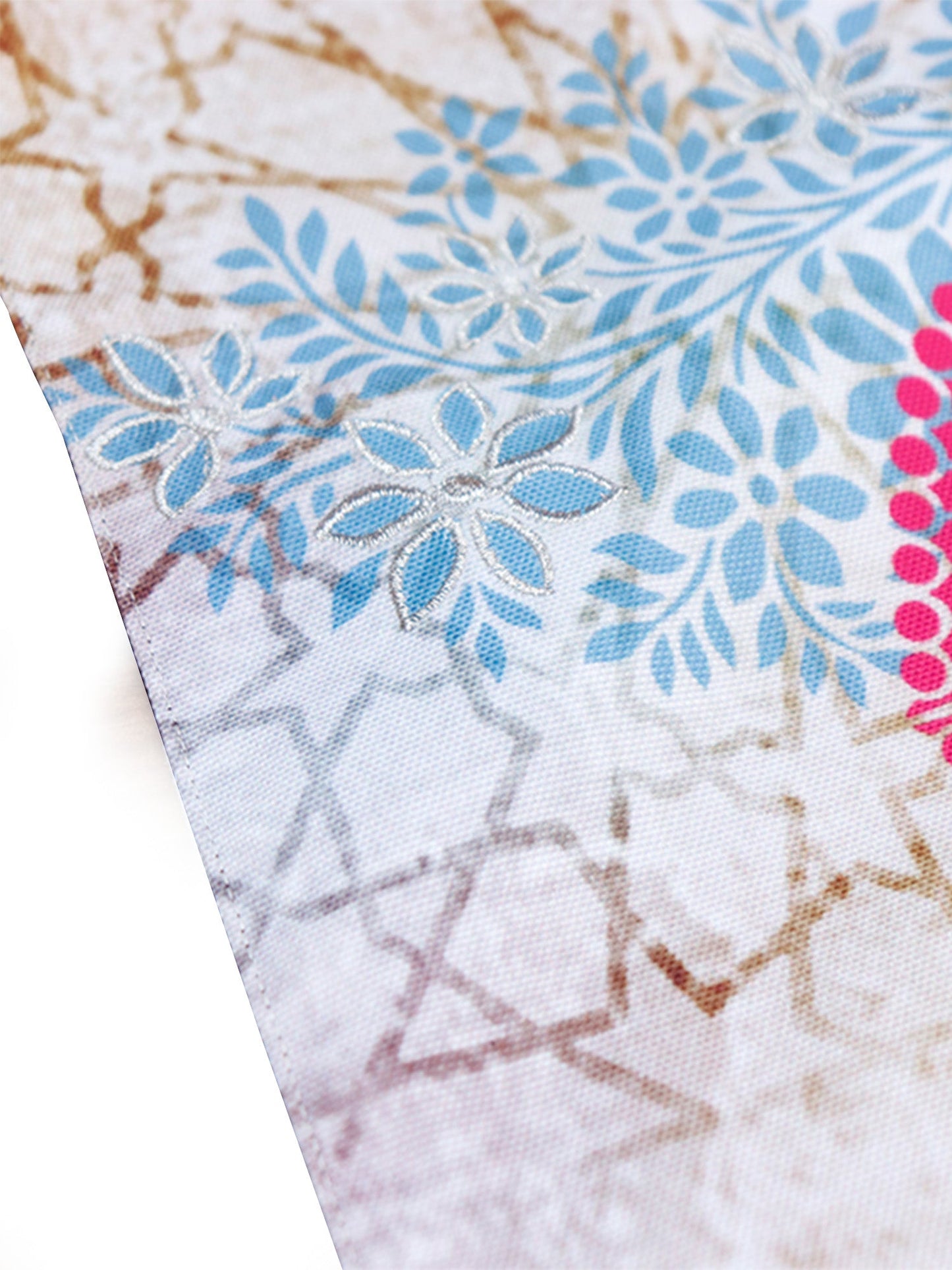 Table Runner Poly Canvas Abstract Jaipur Print With Embroidery Multi - 12" X 84"