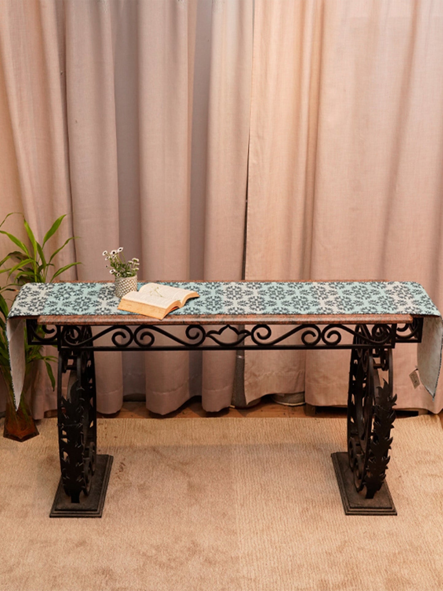 Table Runner Poly Canvas Turquoise Turquoise Blue - 12" X 84"
