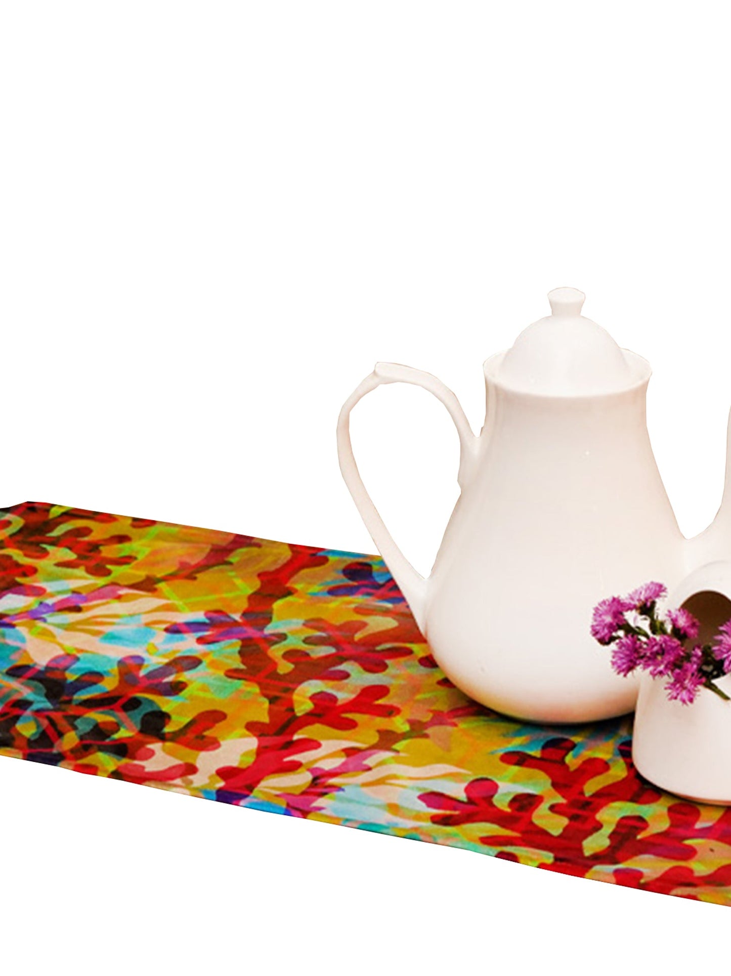 Table Runner Velvet Abstract Print Olive Green - 12" X 84"