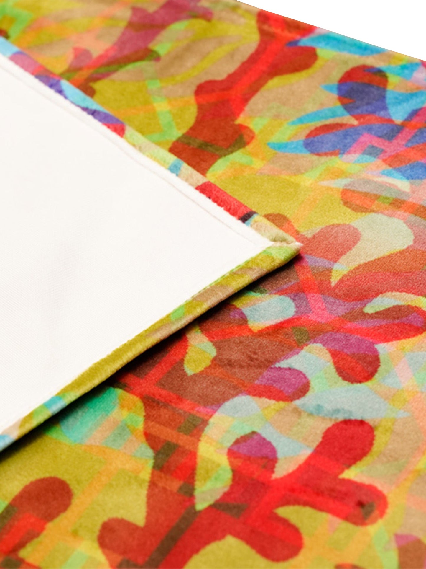 Table Runner Velvet Abstract Print Olive Green - 12" X 84"