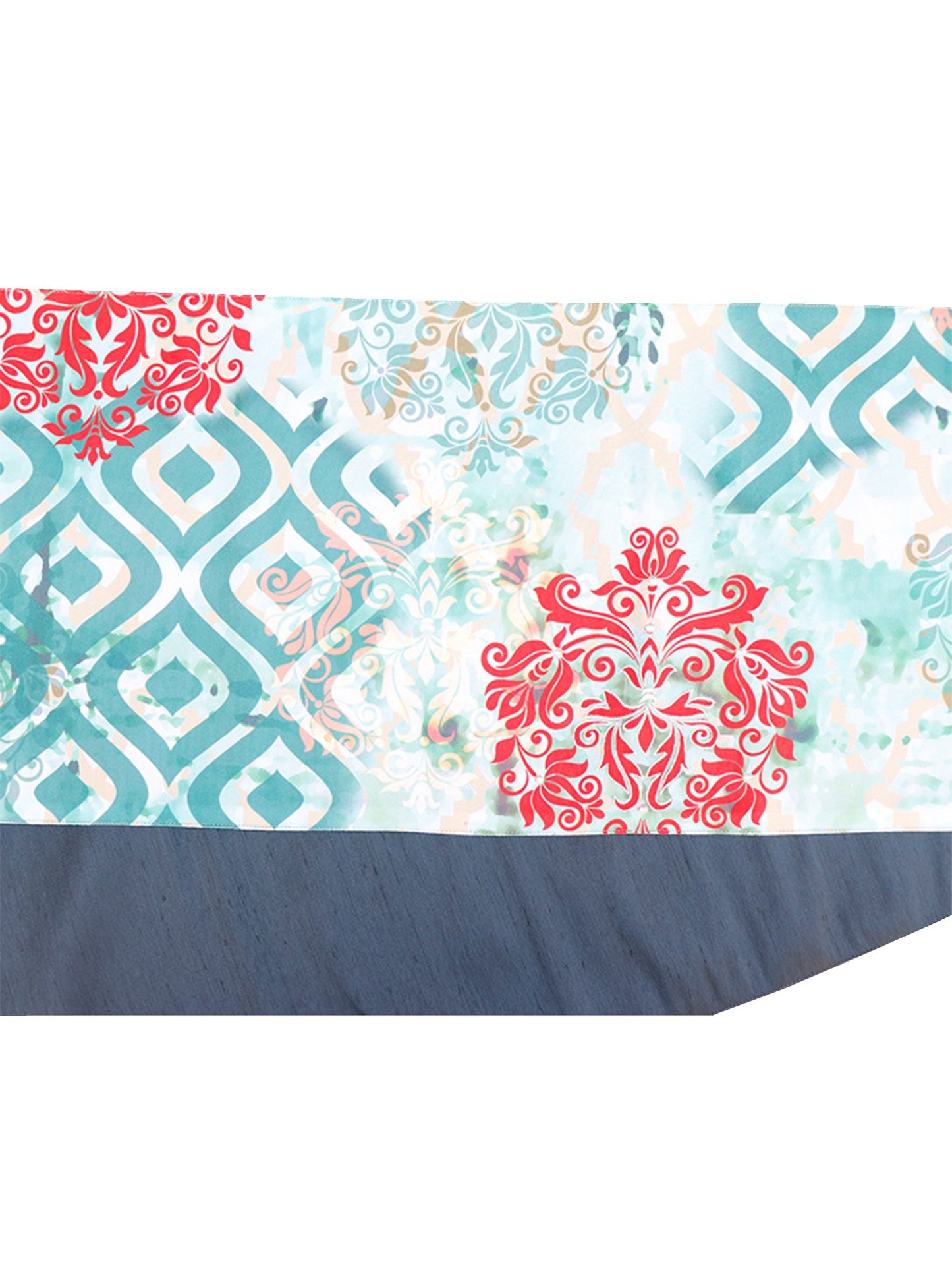 Table Runner Poly Canvas Print With Embroidered Green - 12" X 84"