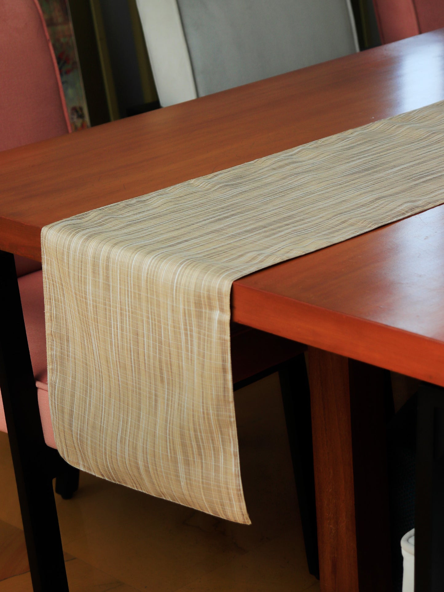 Table Runner Self Textured Beige - 12" X 84"