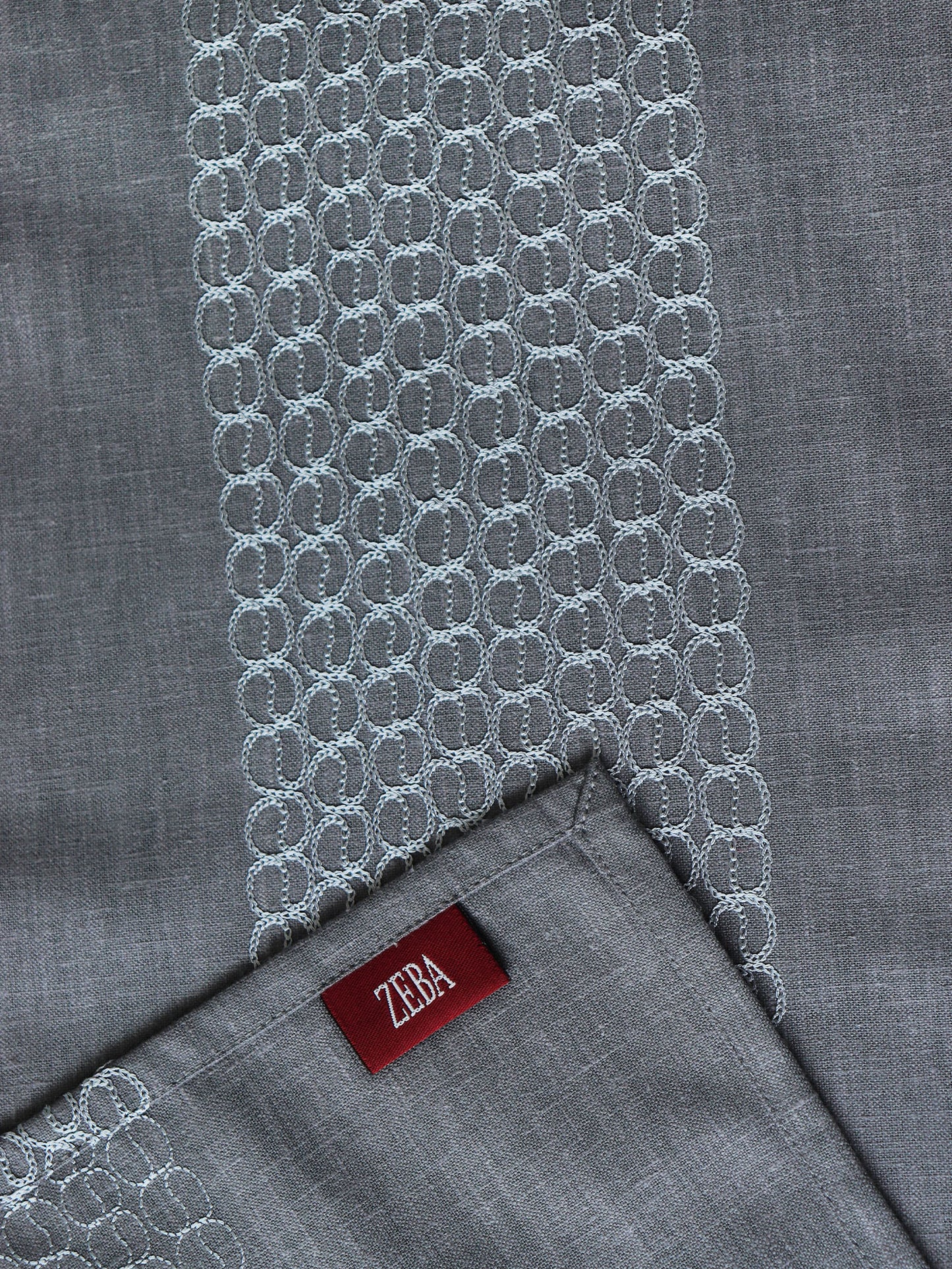 Table Runner Embroidered Grey - 12" X 84"