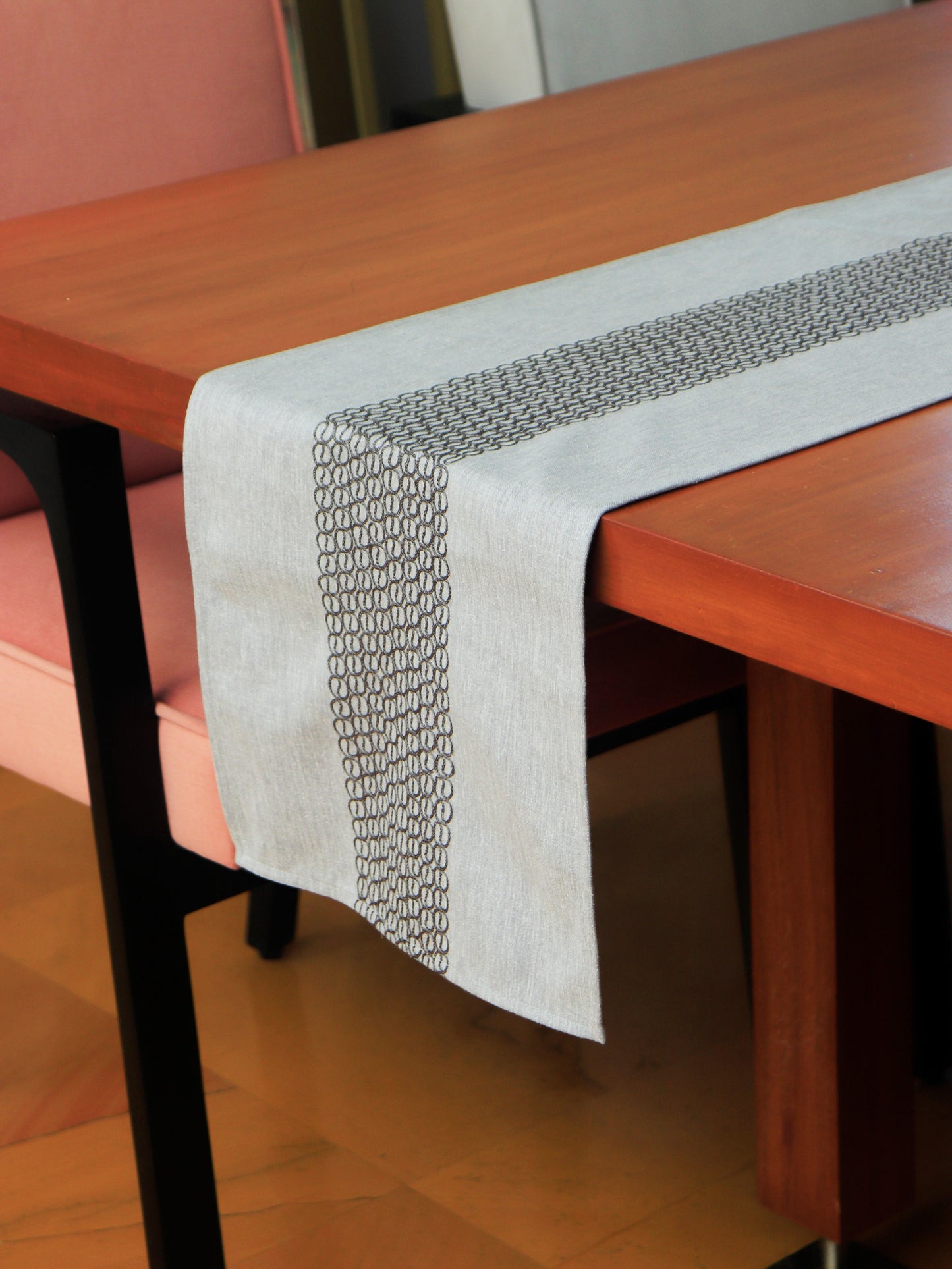 Table Runner Embroidered Grey - 12" X 84"