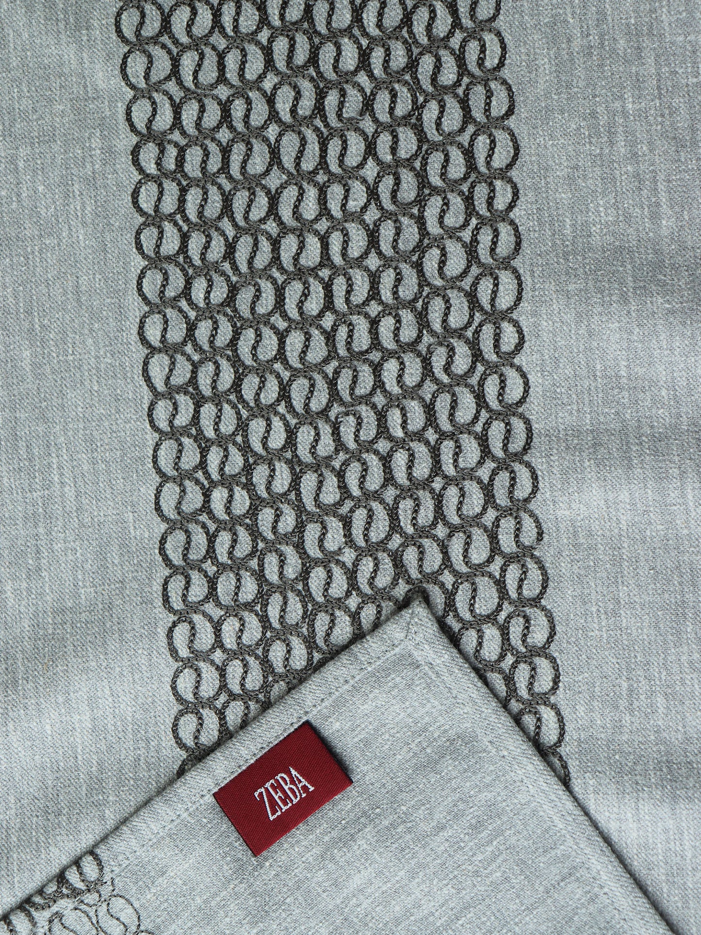 Table Runner Embroidered Grey - 12" X 84"