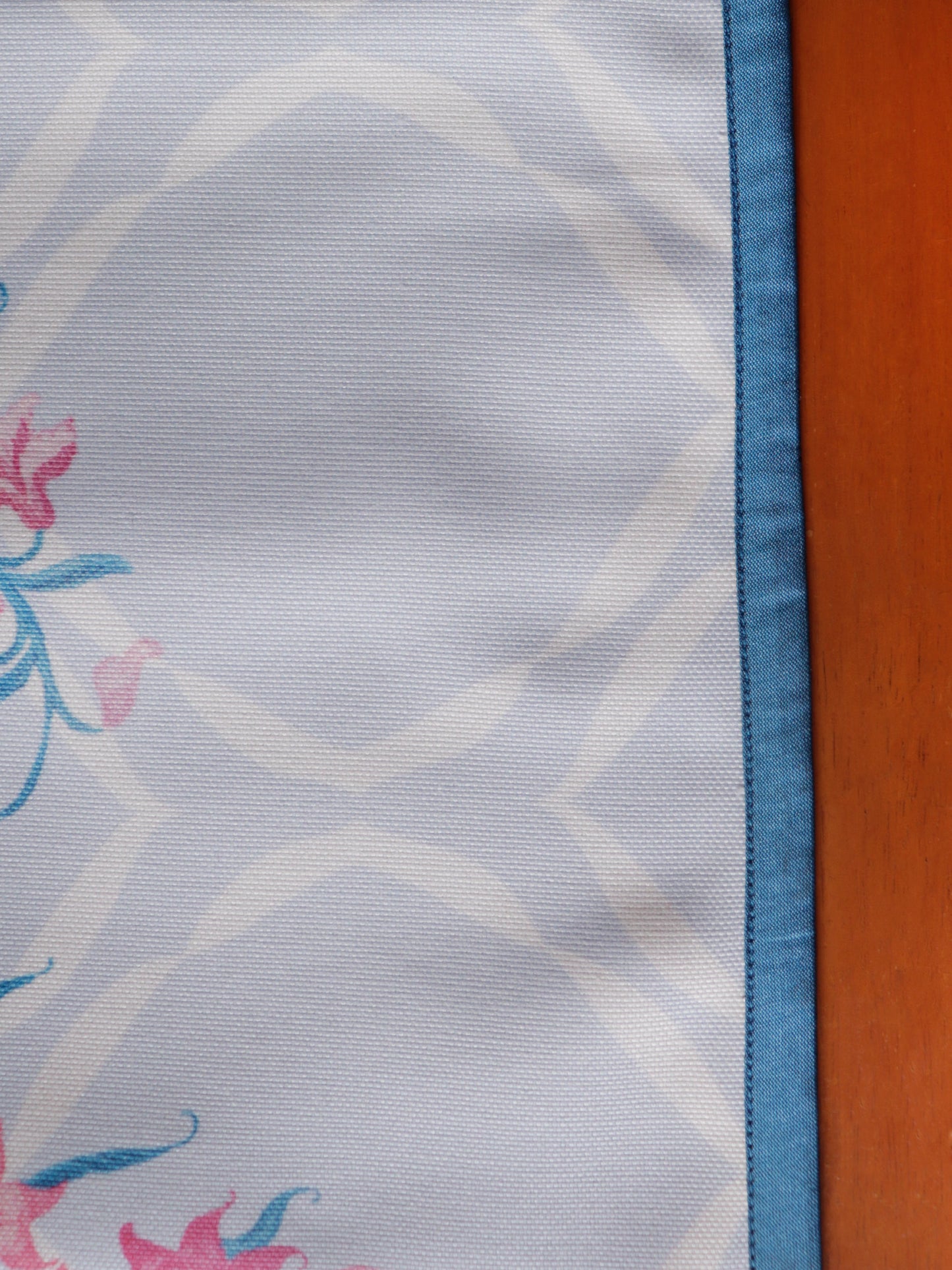Table Runner Polycanvas Floral Print Blue - 12" x 84"