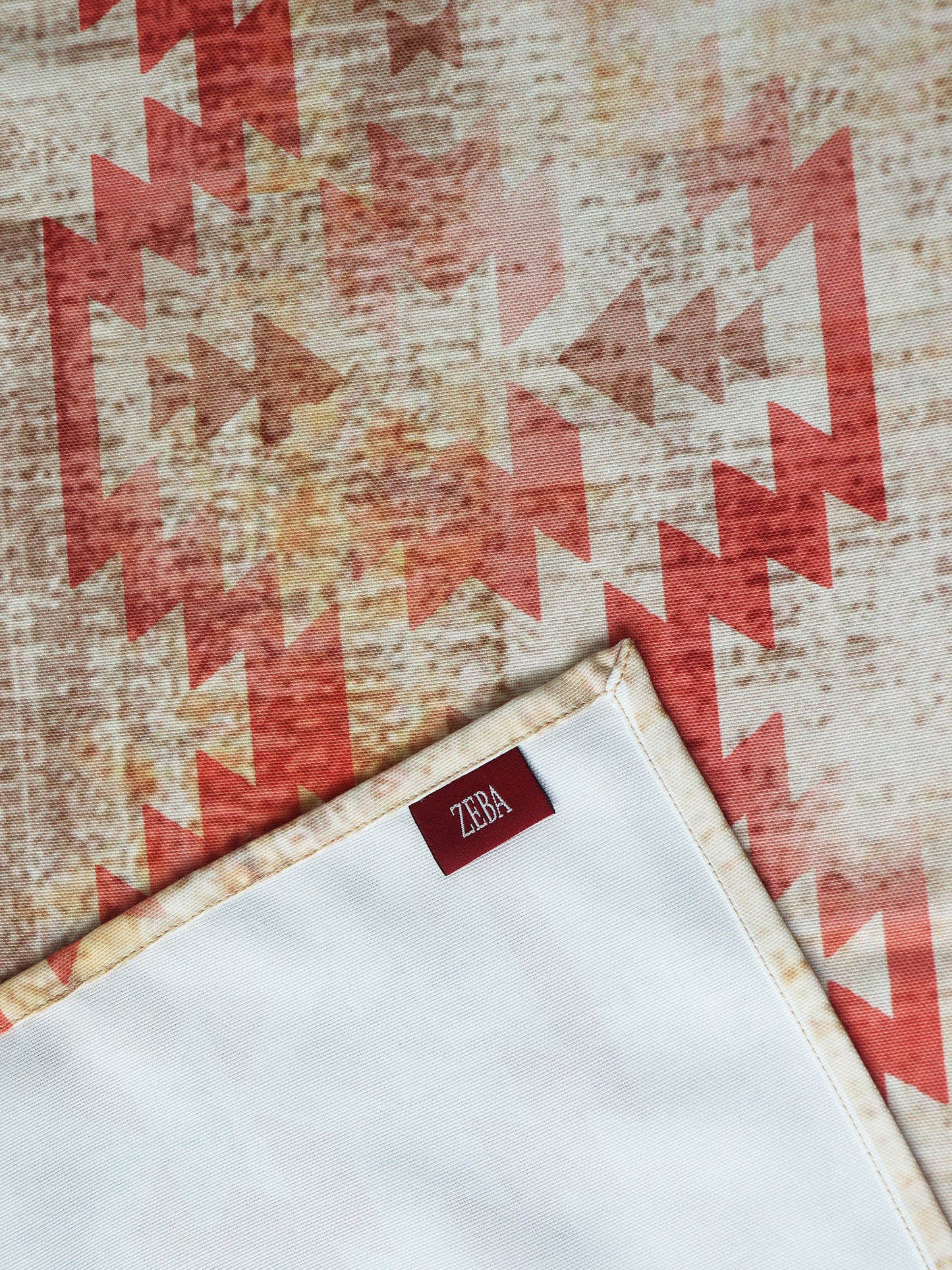 Table Runner Polycanvas Abstract Print Beige - 12" x 84"