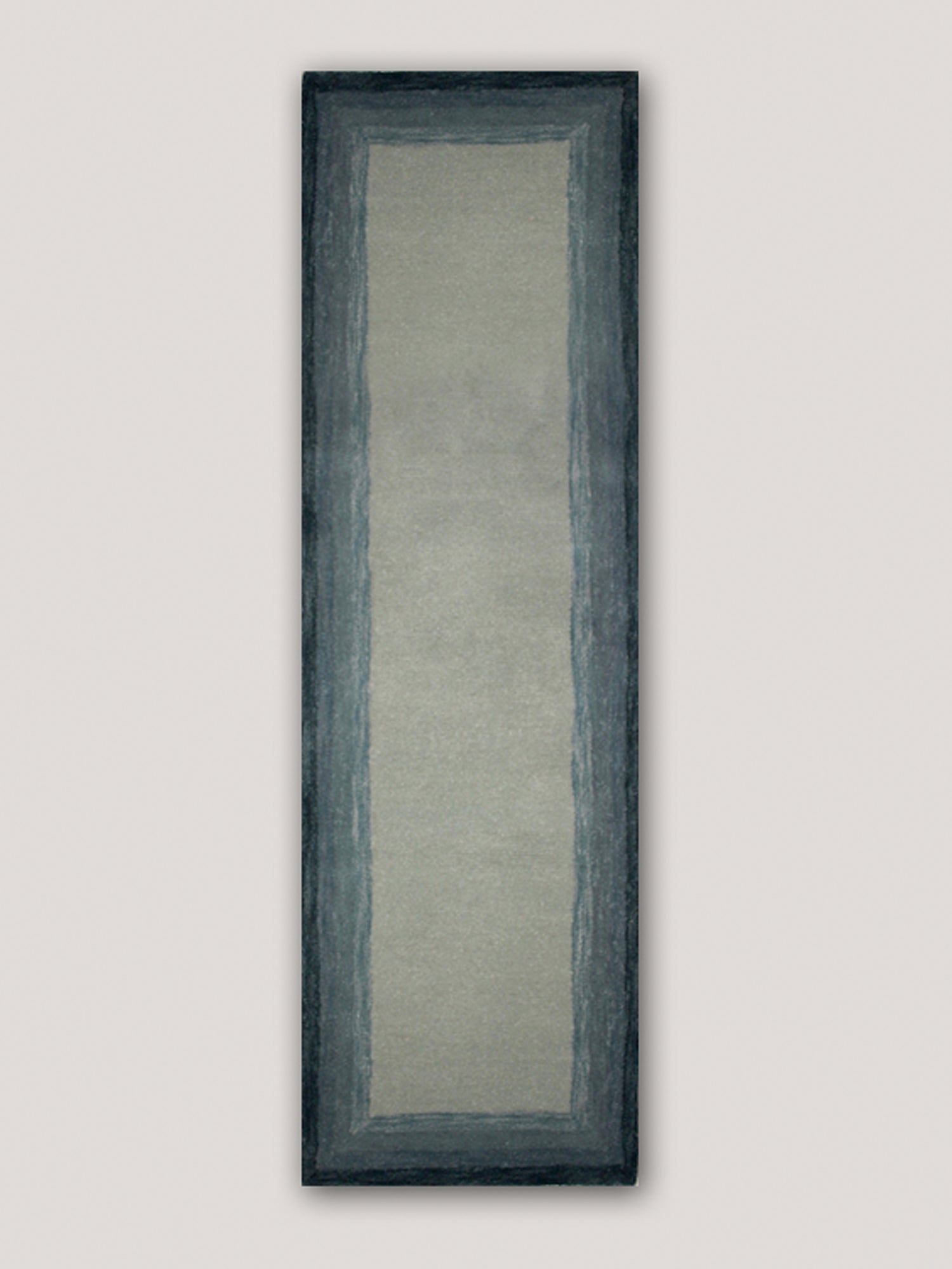 Carpet Hand Tufted 100% Woollen Ombre Bordered Teal Blue - 2.5ft X 8ft