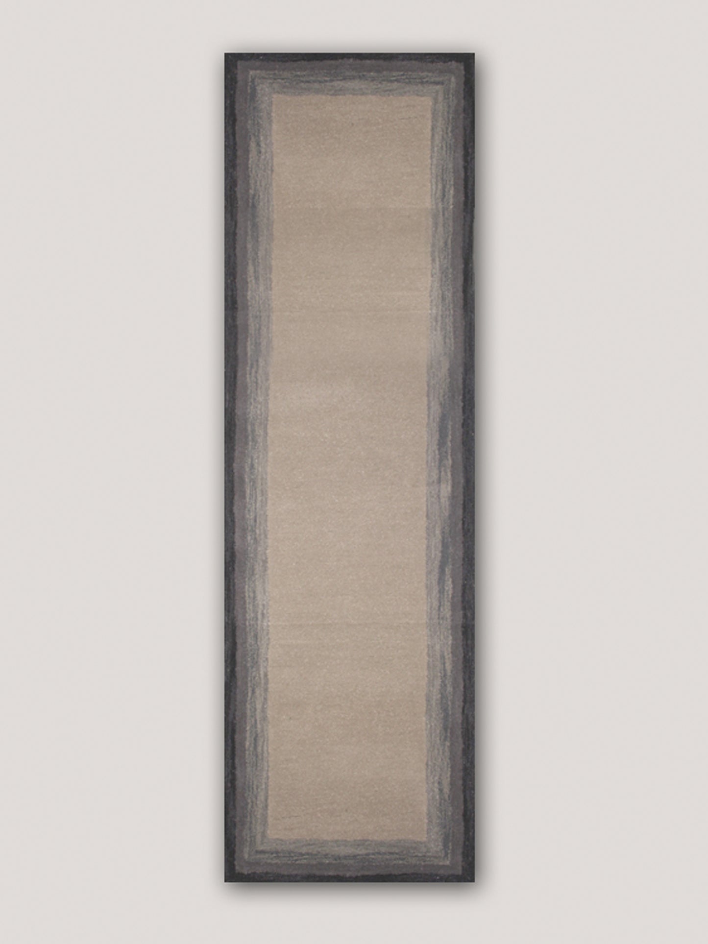 Carpet Hand Tufted 100% Woollen Ombre Bordered In Shades Of Grey - 2.5ft X 8ft