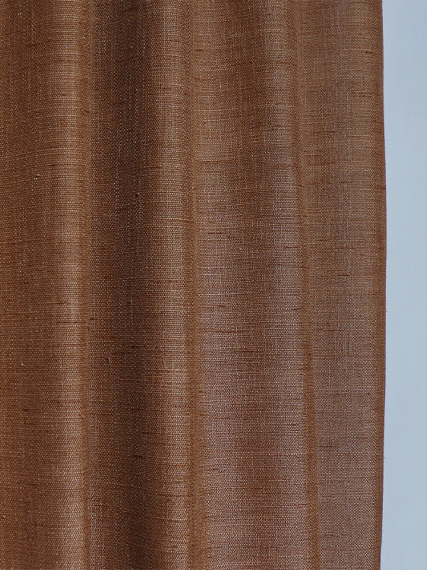 closeup of blackout curtain in ochre brown color - 54x84 inch