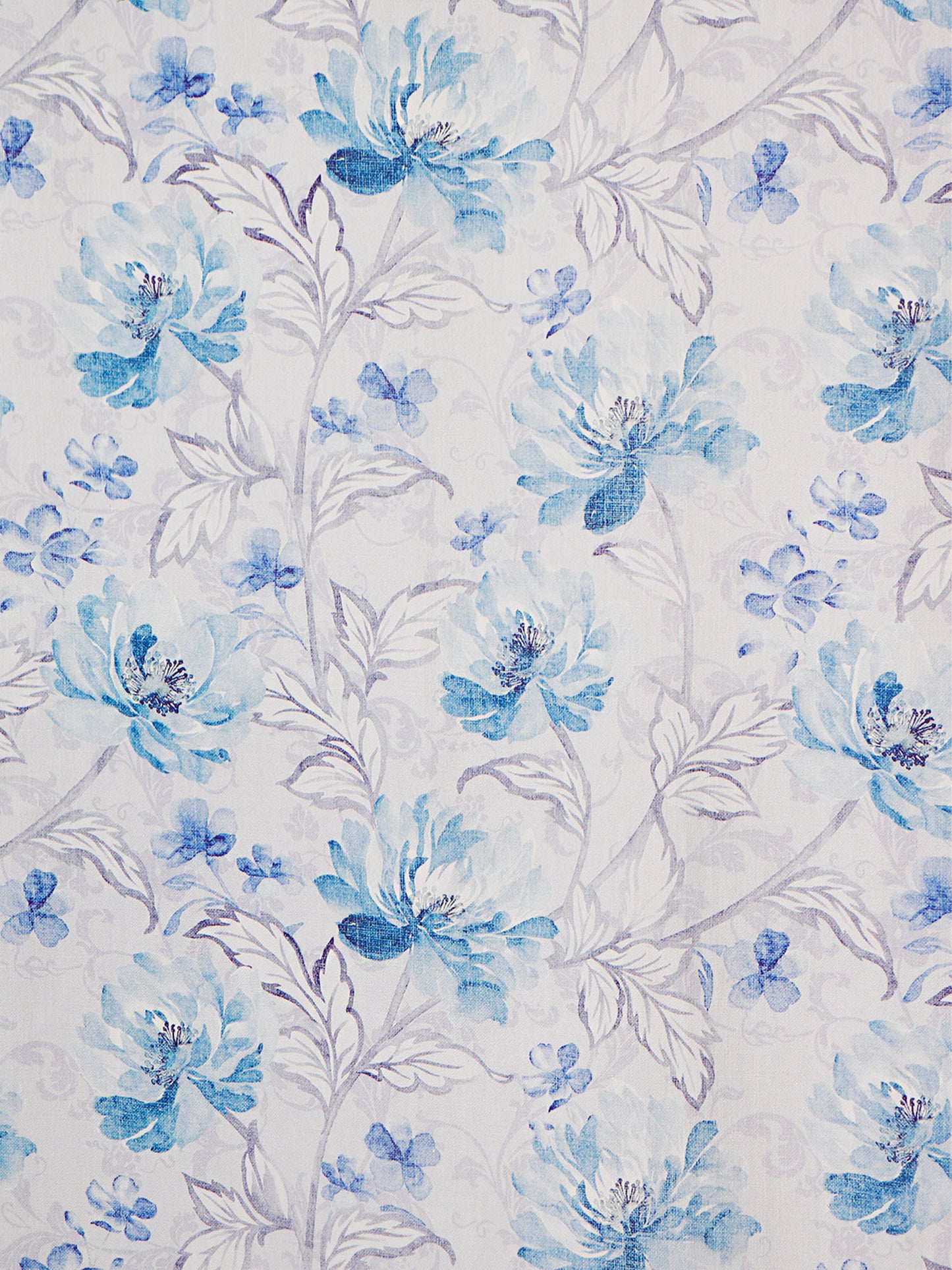 Window Curtain Cotton Blend Floral Digital Print Blue - 50" X 60"