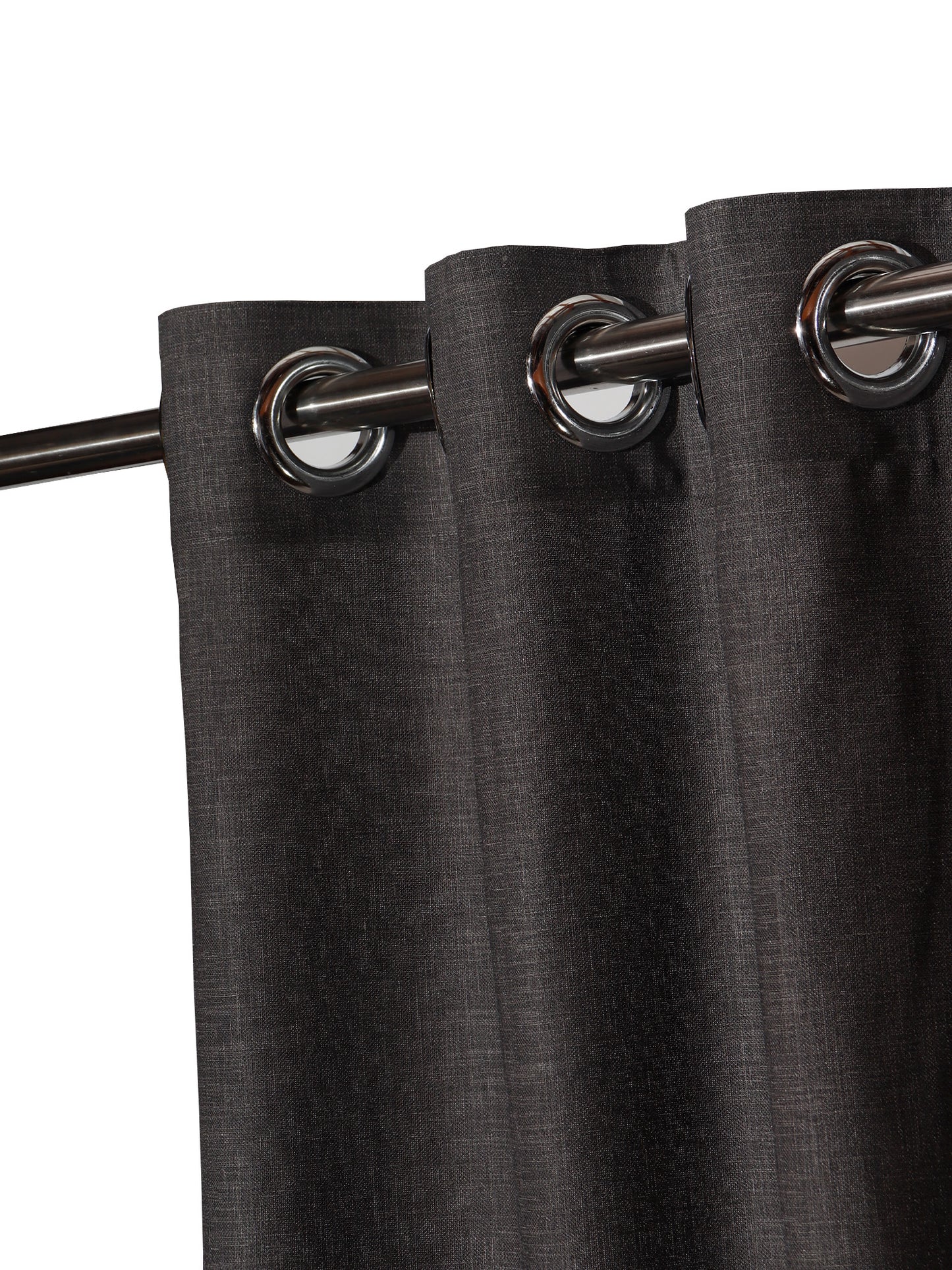 closeup of dark grey window curtain with eyelet - 50x60 inch