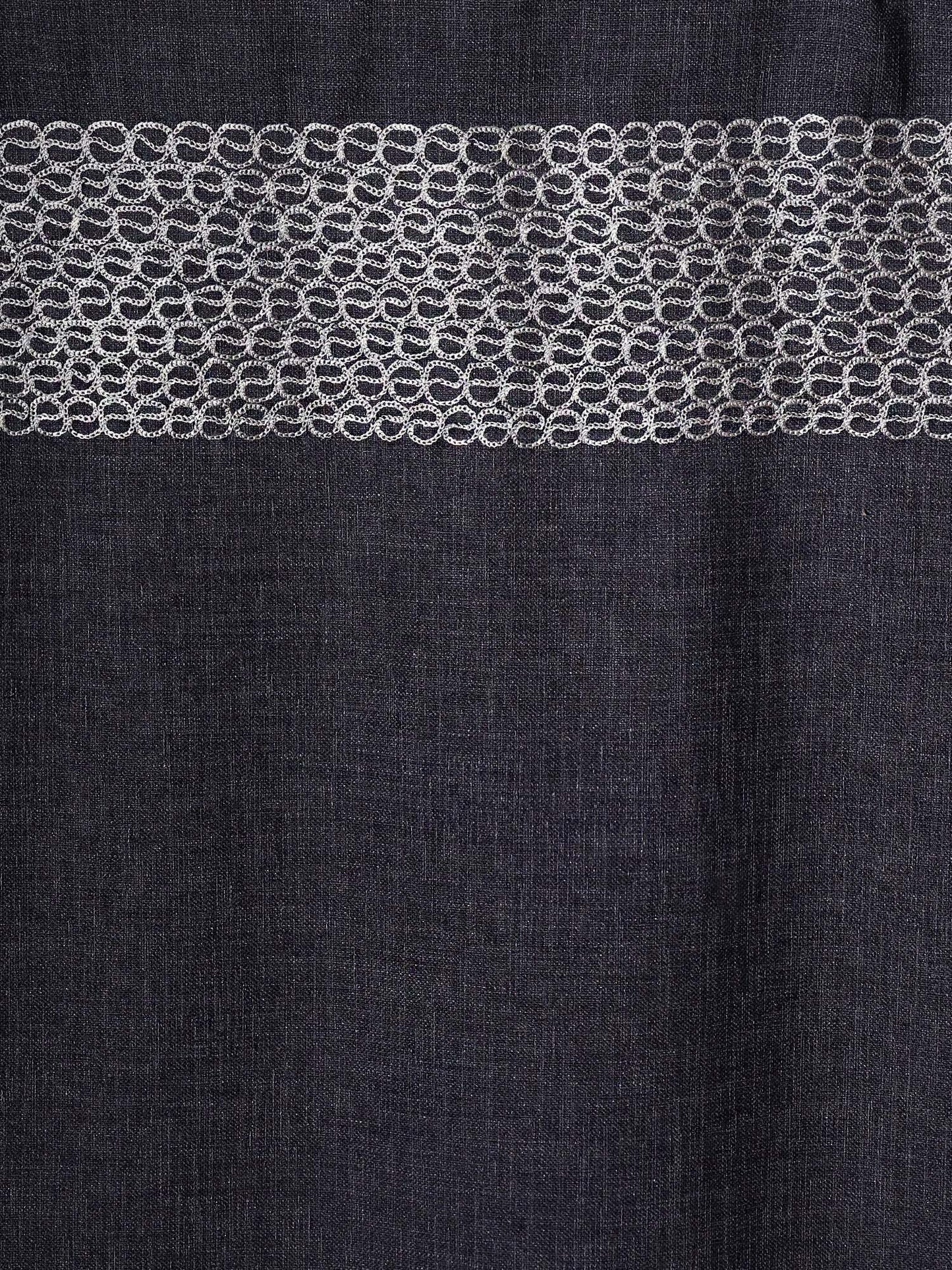 Door Curtain Polyester Blend Embroidered Dark Blue - 50" X 84"