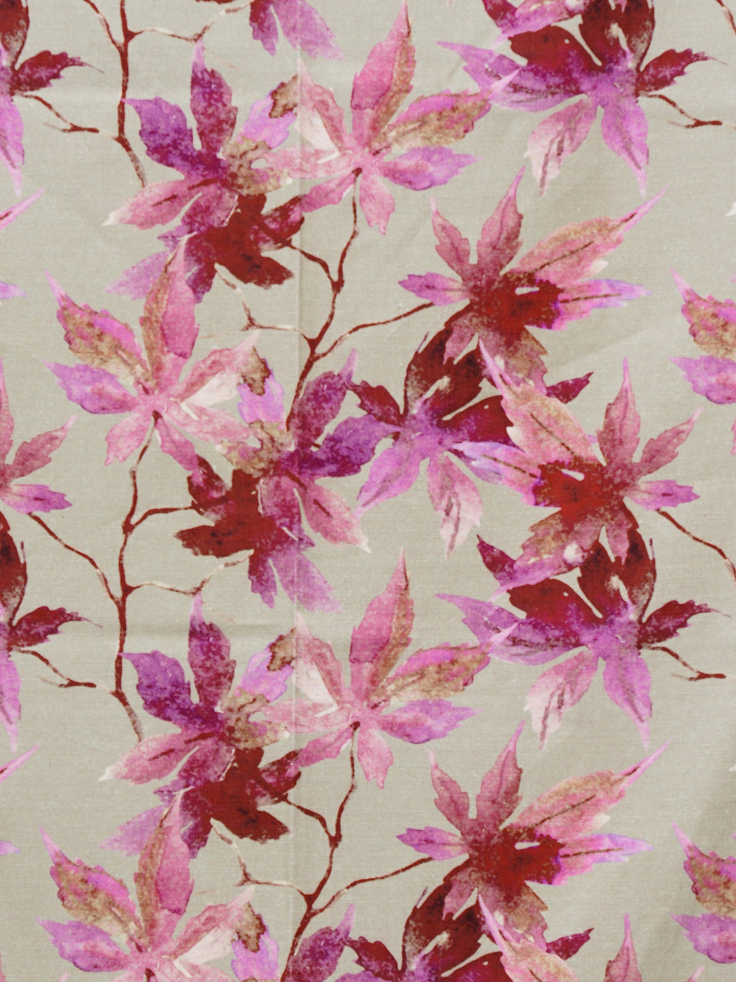 Window Curtain Cotton Blend Floral Beige with Pink - 50" X 60"