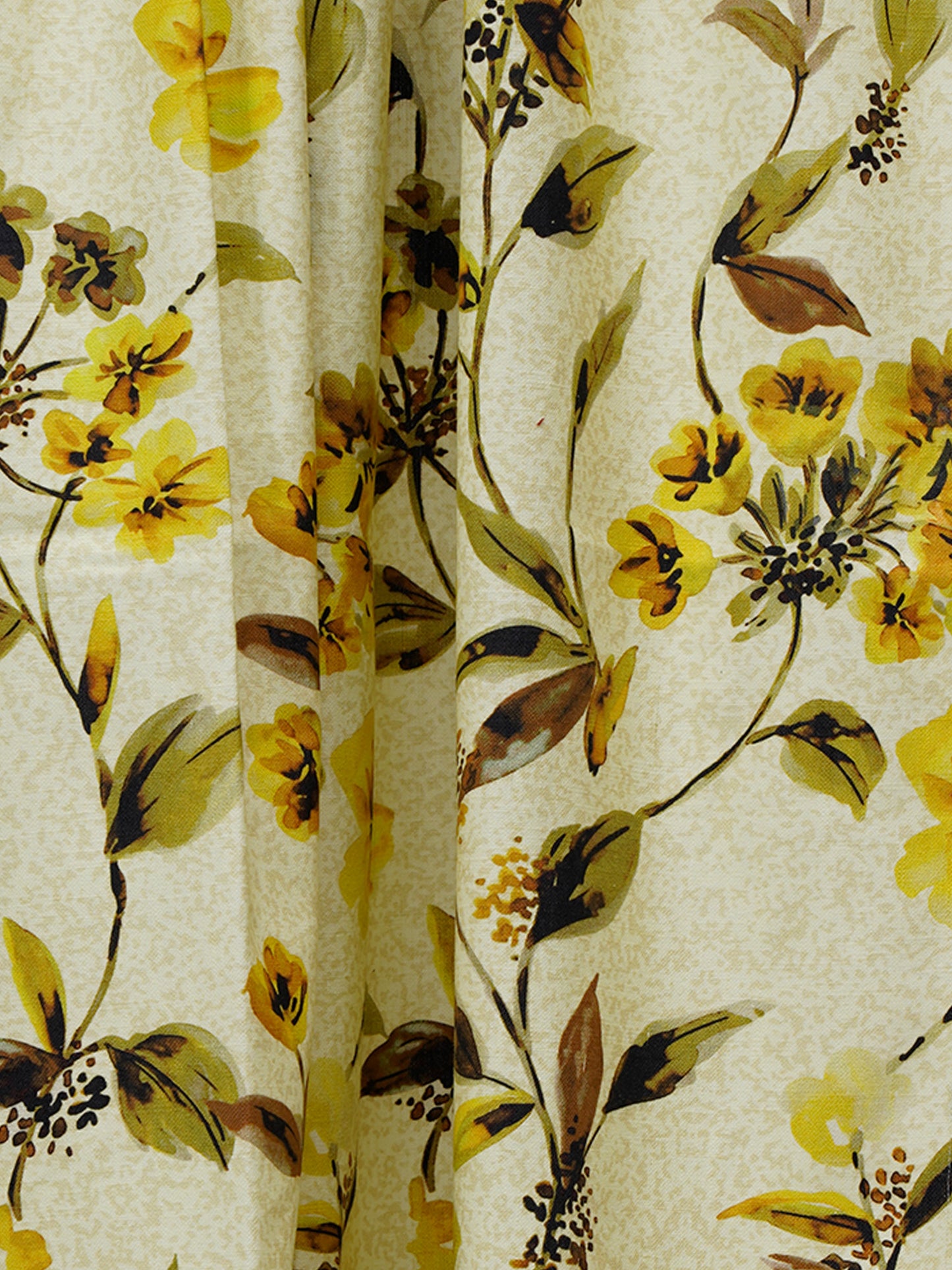 Door Curtain Cotton Blend Floral Light Yellow - 84" X 50"