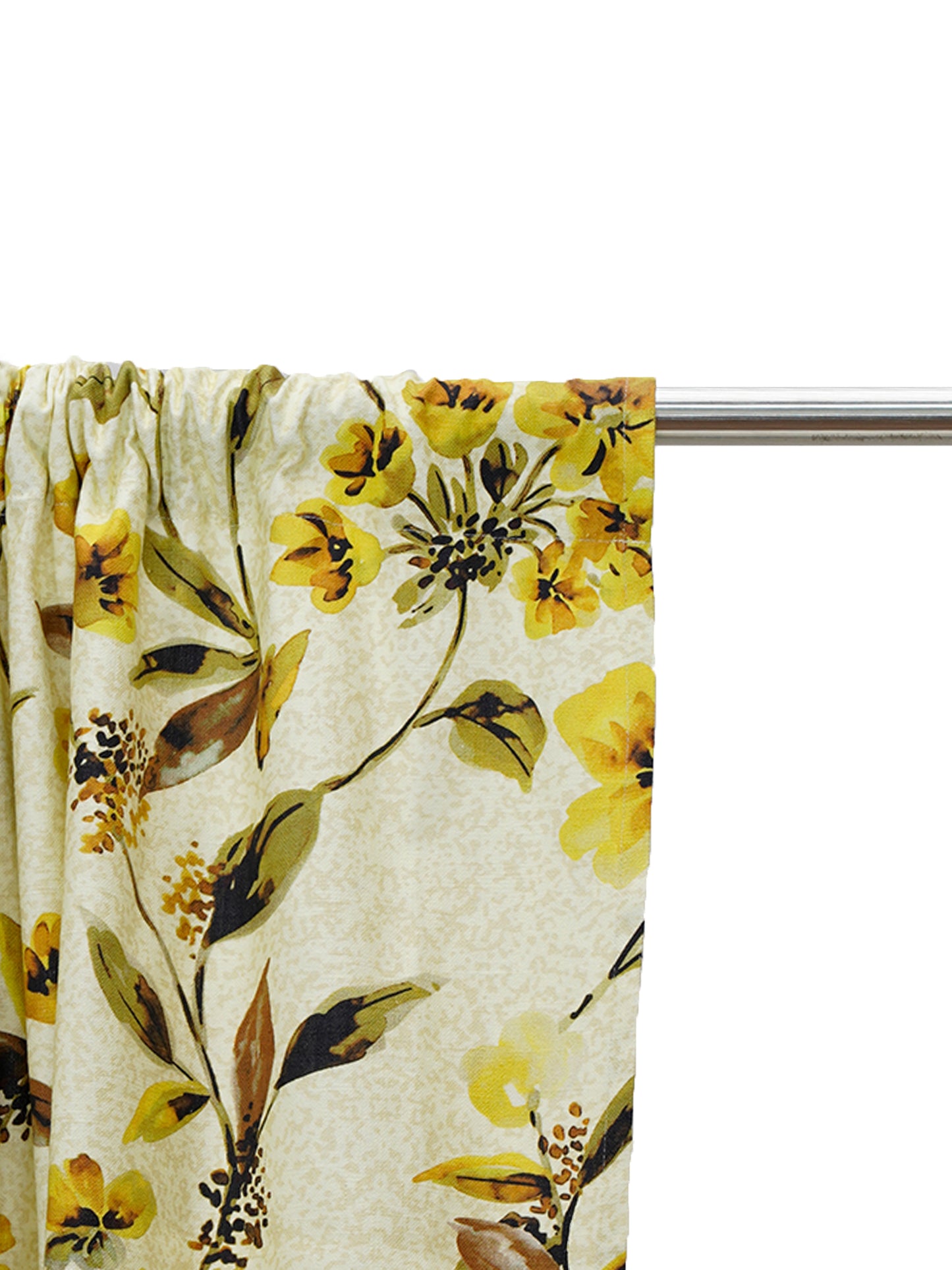 Door Curtain Cotton Blend Floral Light Yellow - 84" X 50"