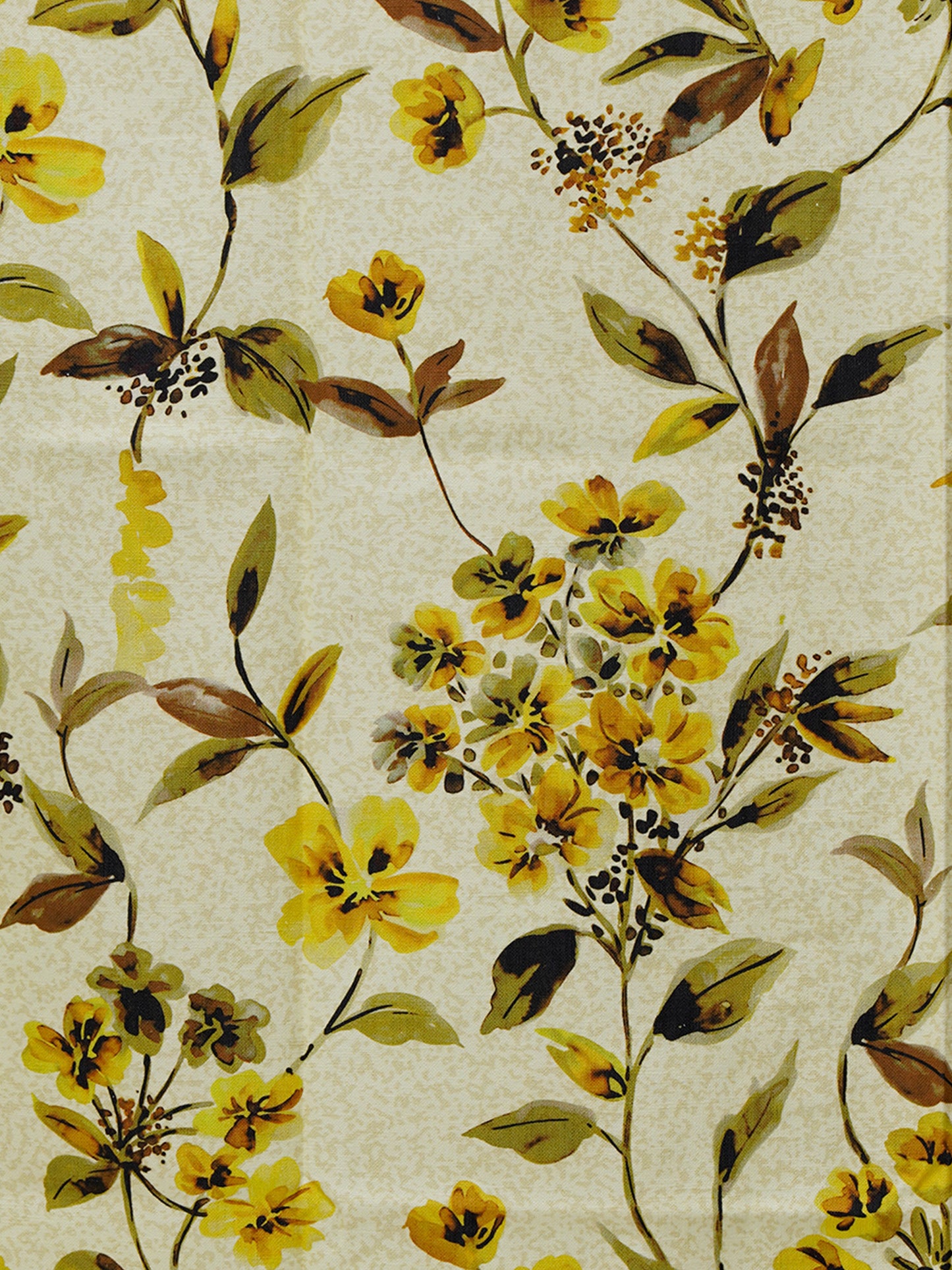 Door Curtain Cotton Blend Floral Light Yellow - 84" X 50"