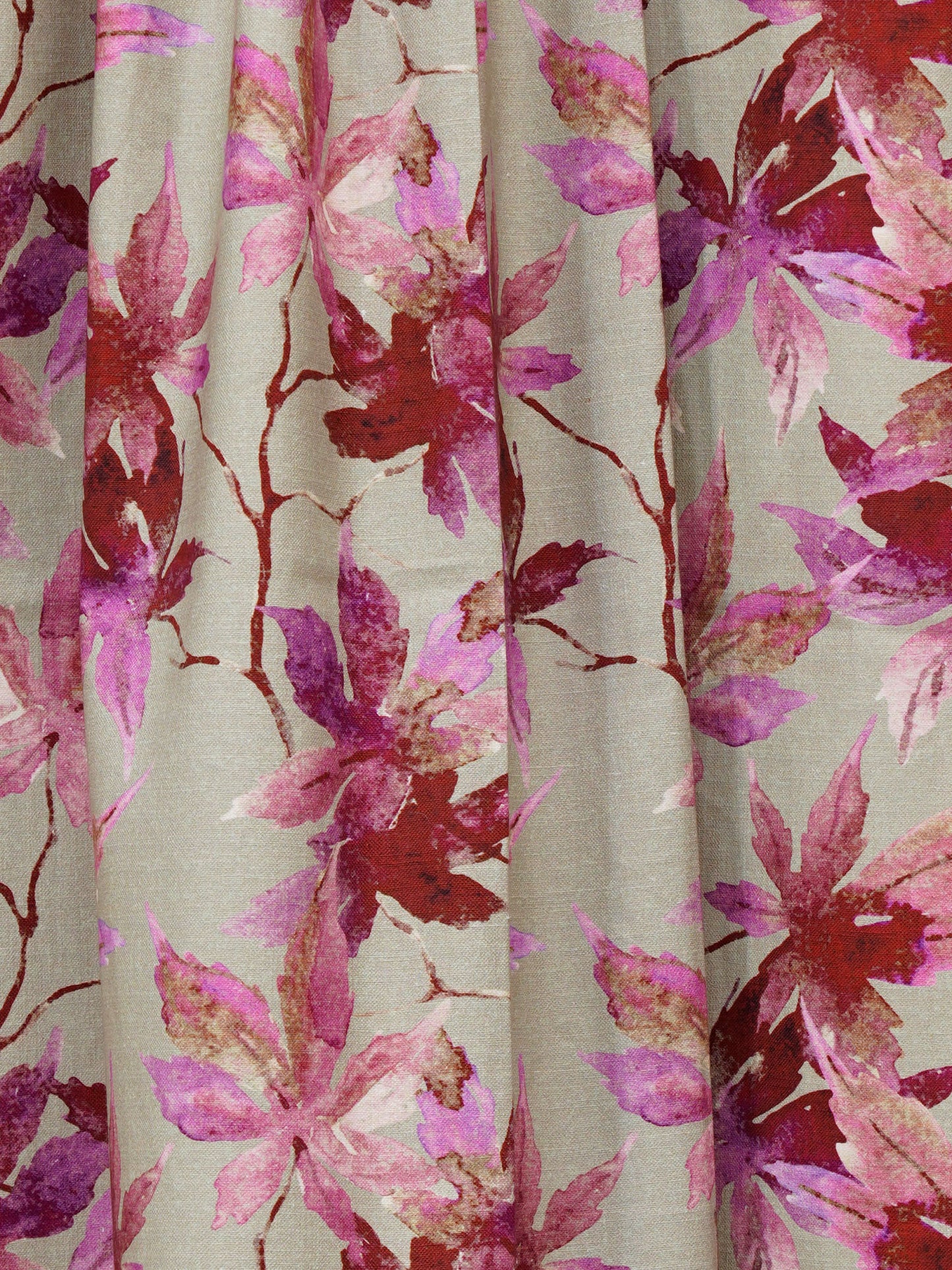 Door Curtain Cotton Blend Floral Beige with Pink - 84" X 50"