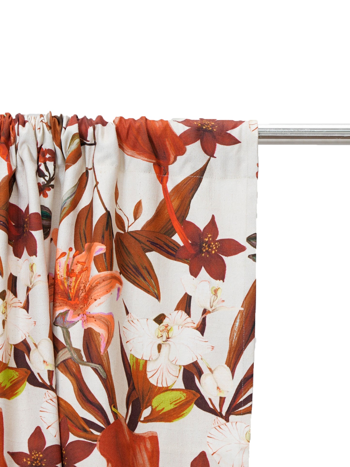 Door Curtain Cotton Blend Digital Print Floral Bright Orchid - 84" X 50"