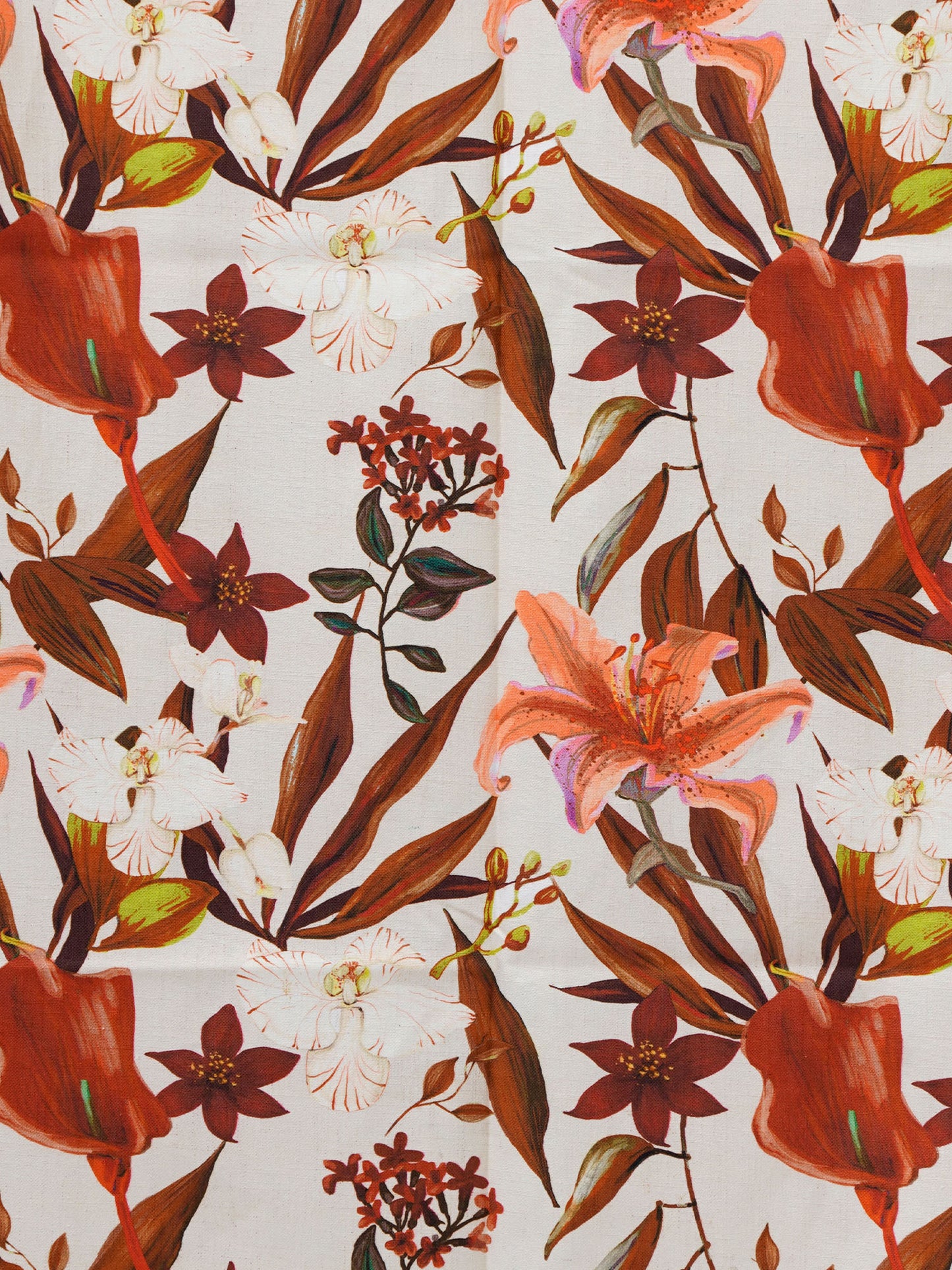 Door Curtain Cotton Blend Digital Print Floral Bright Orchid - 84" X 50"