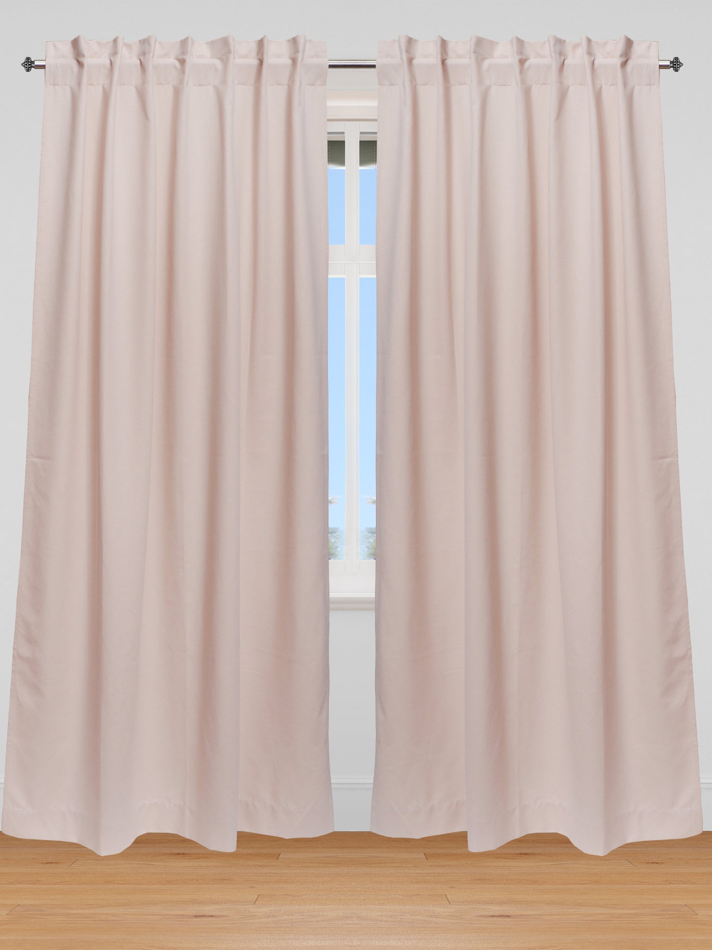 Curtain Cotton Blend Hidden Loop Plain Light Pink - 52" x 90"