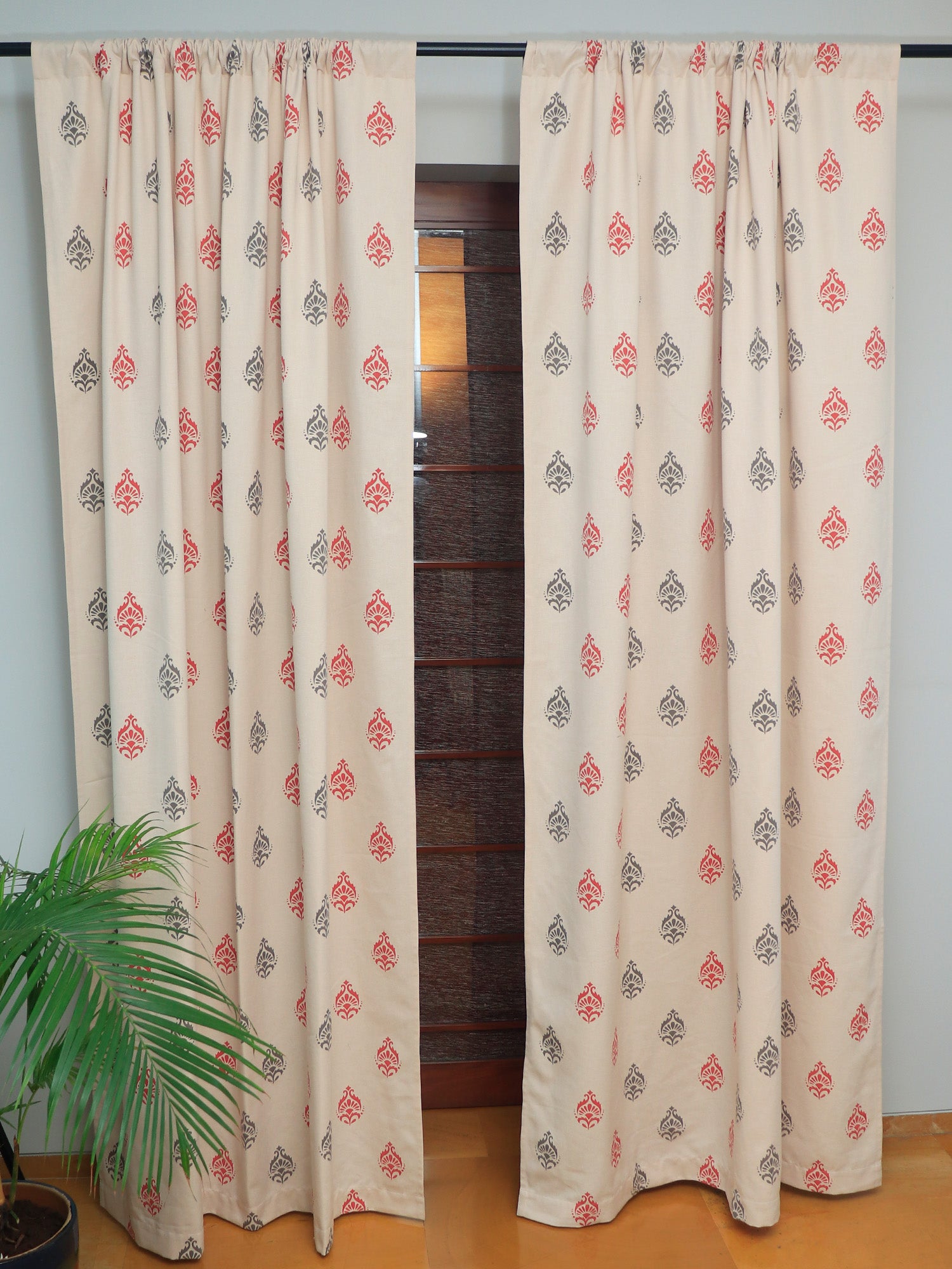 Door Curtain Screen Printed Motif Peach - 52" X 90"