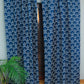 set of 2 door curtains with abstract print on dark blue color with rod pocket - 7.5 feet, 52x90 inch 