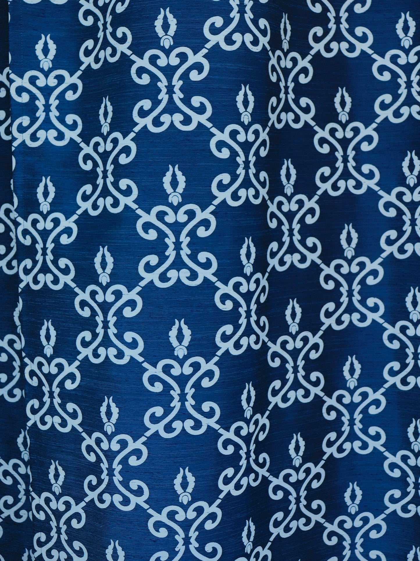 Door Curtain Screen Printed Abstract Rod Pocket Dark Blue - 52" X 90"