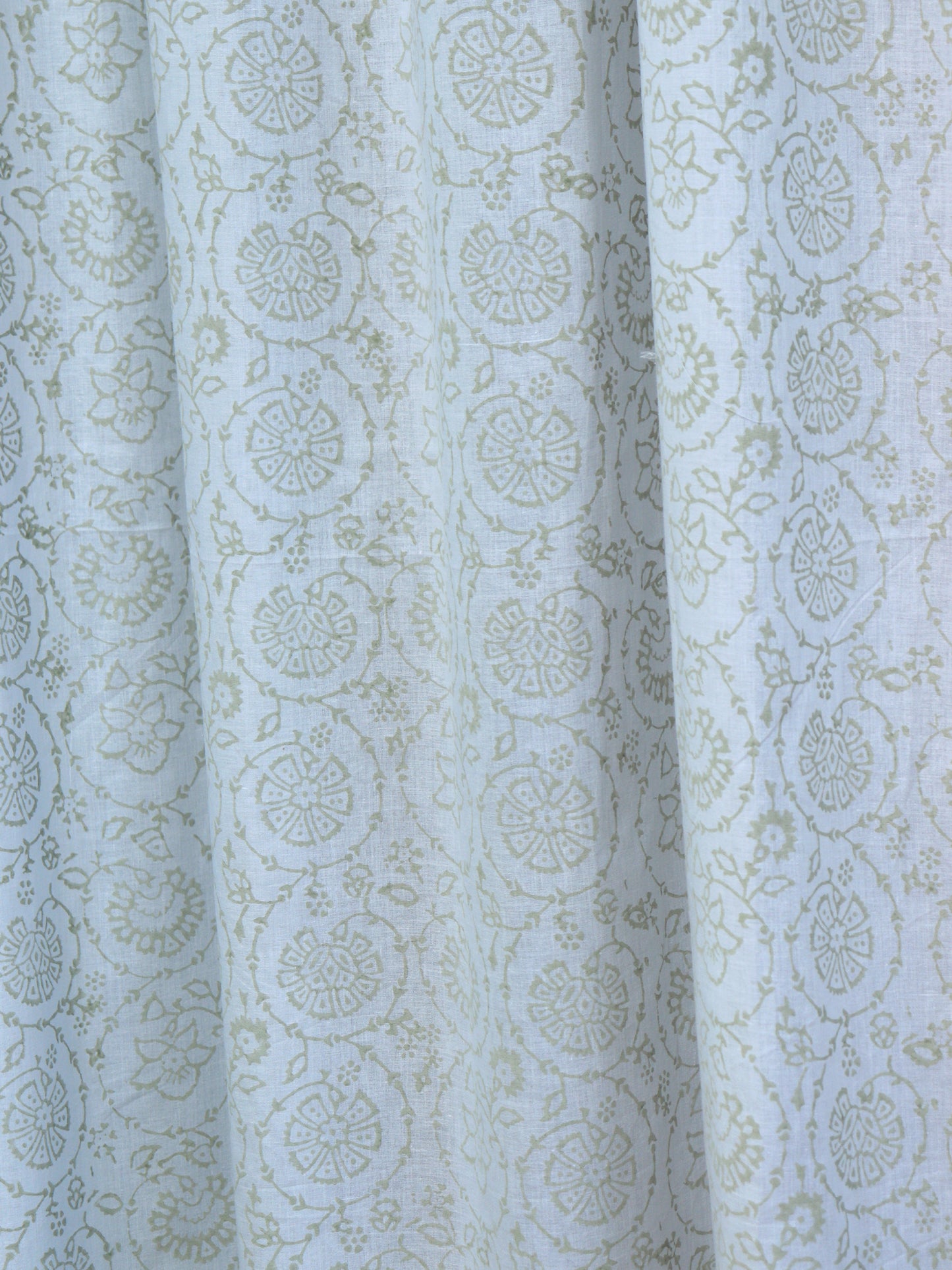 Sheer Curtain Semi Transparent Floral Block print Rod Pocket Off white - 52" X 90"