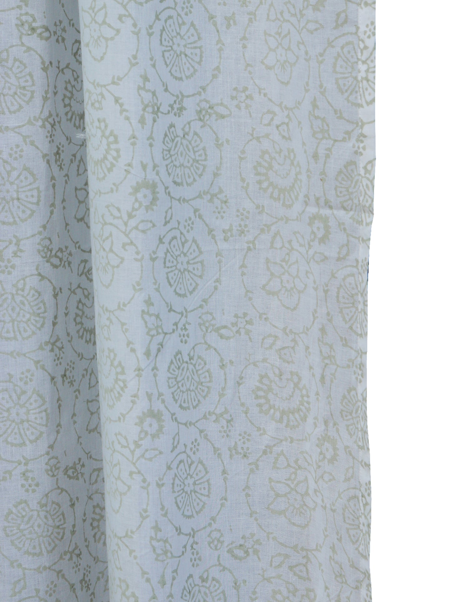 Sheer Curtain Semi Transparent Floral Block print Rod Pocket Off white - 52" X 90"