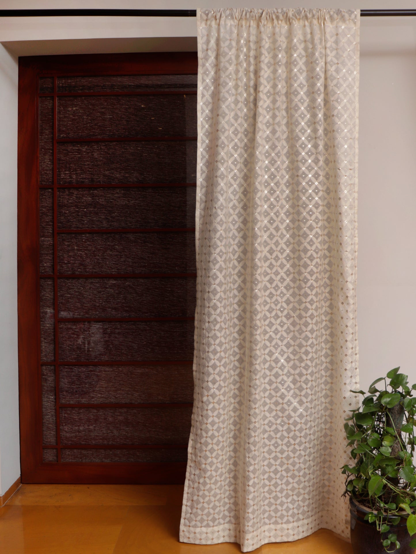 Transparent Sheer Floral Banarasi Brocade Gold- 42"x 84"