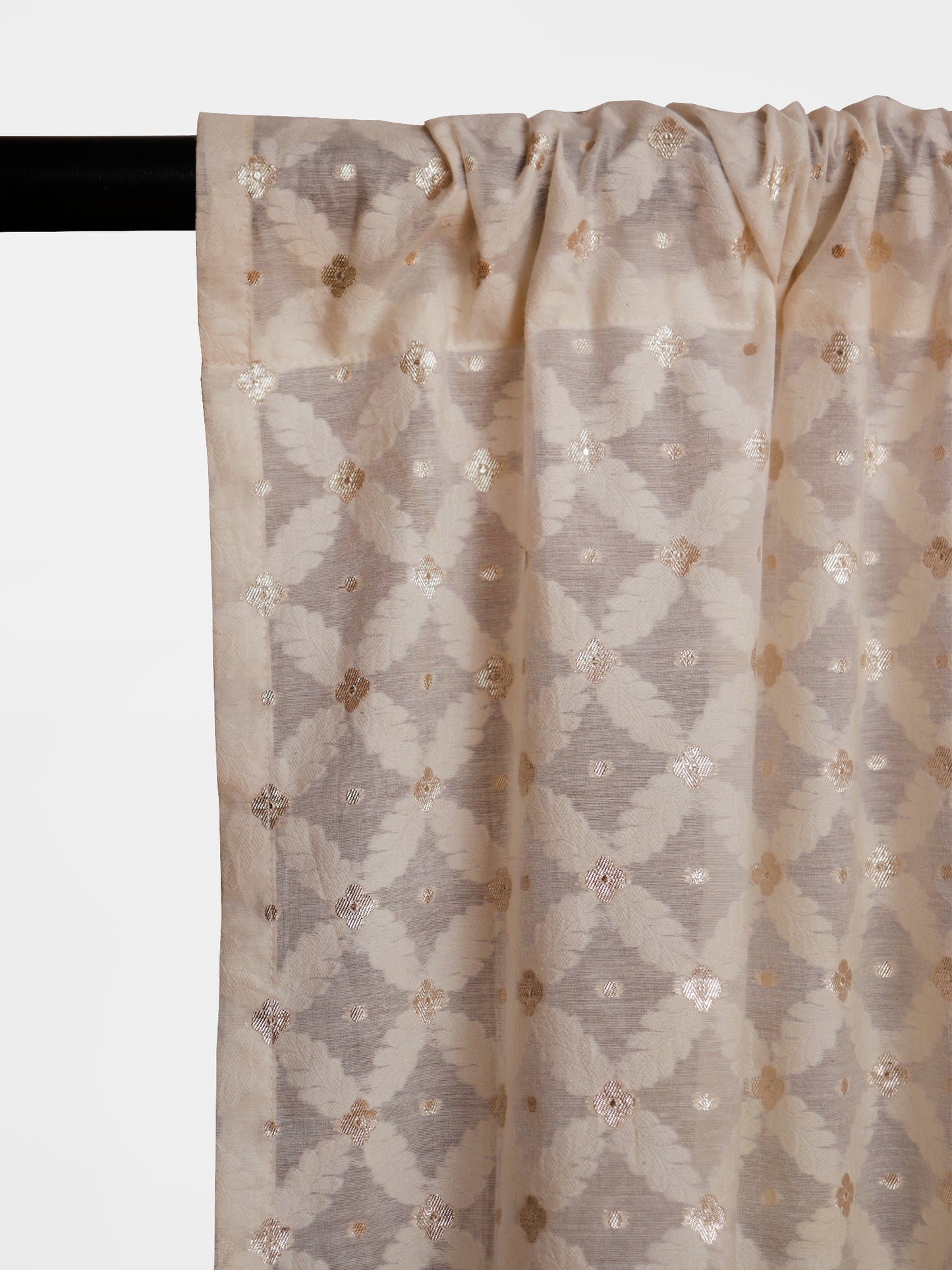 Transparent Sheer Floral Banarasi Brocade Gold- 42"x 84"