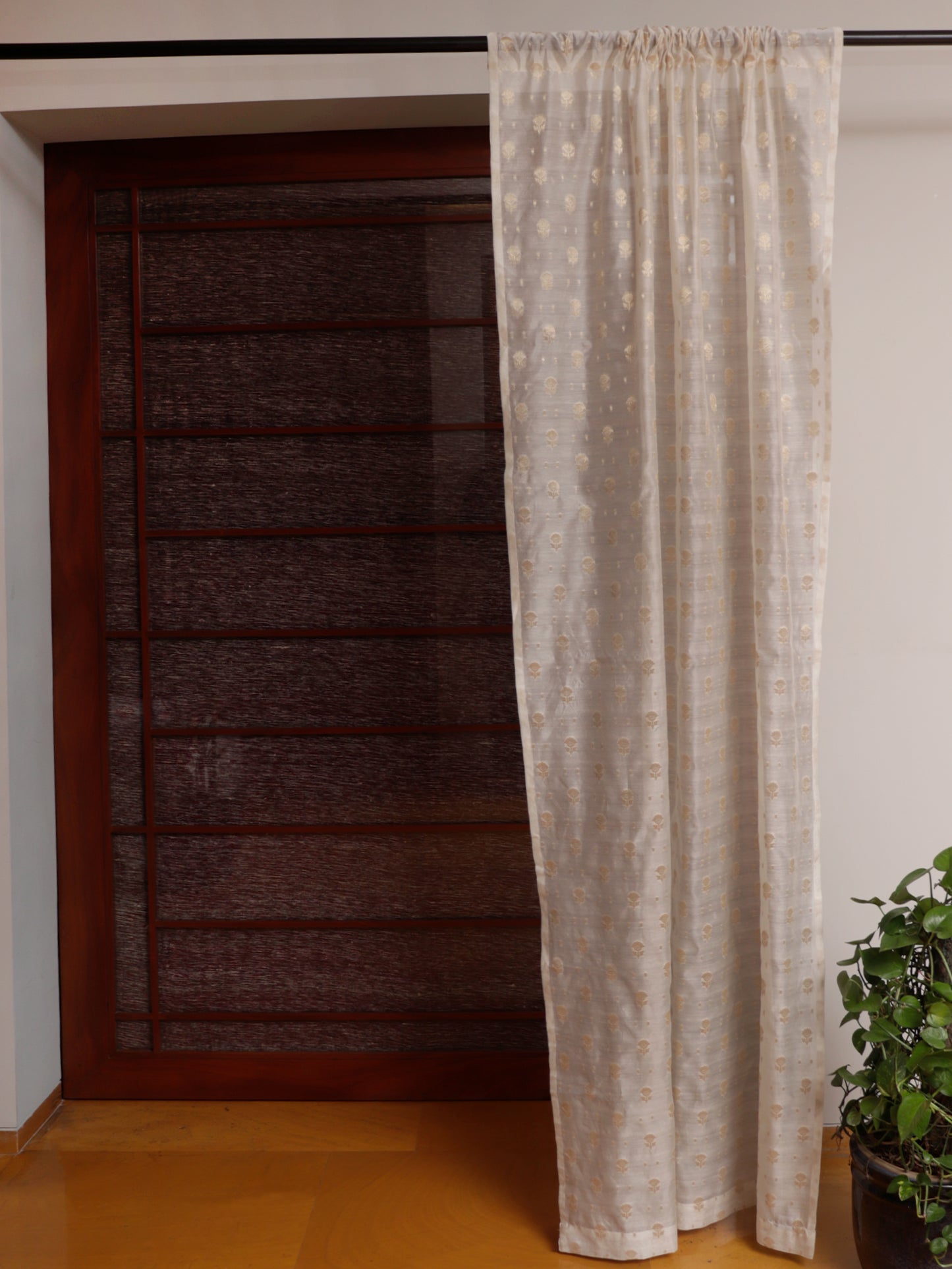 Transparent Sheer Floral Banarasi Brocade Gold - 42" x 84"