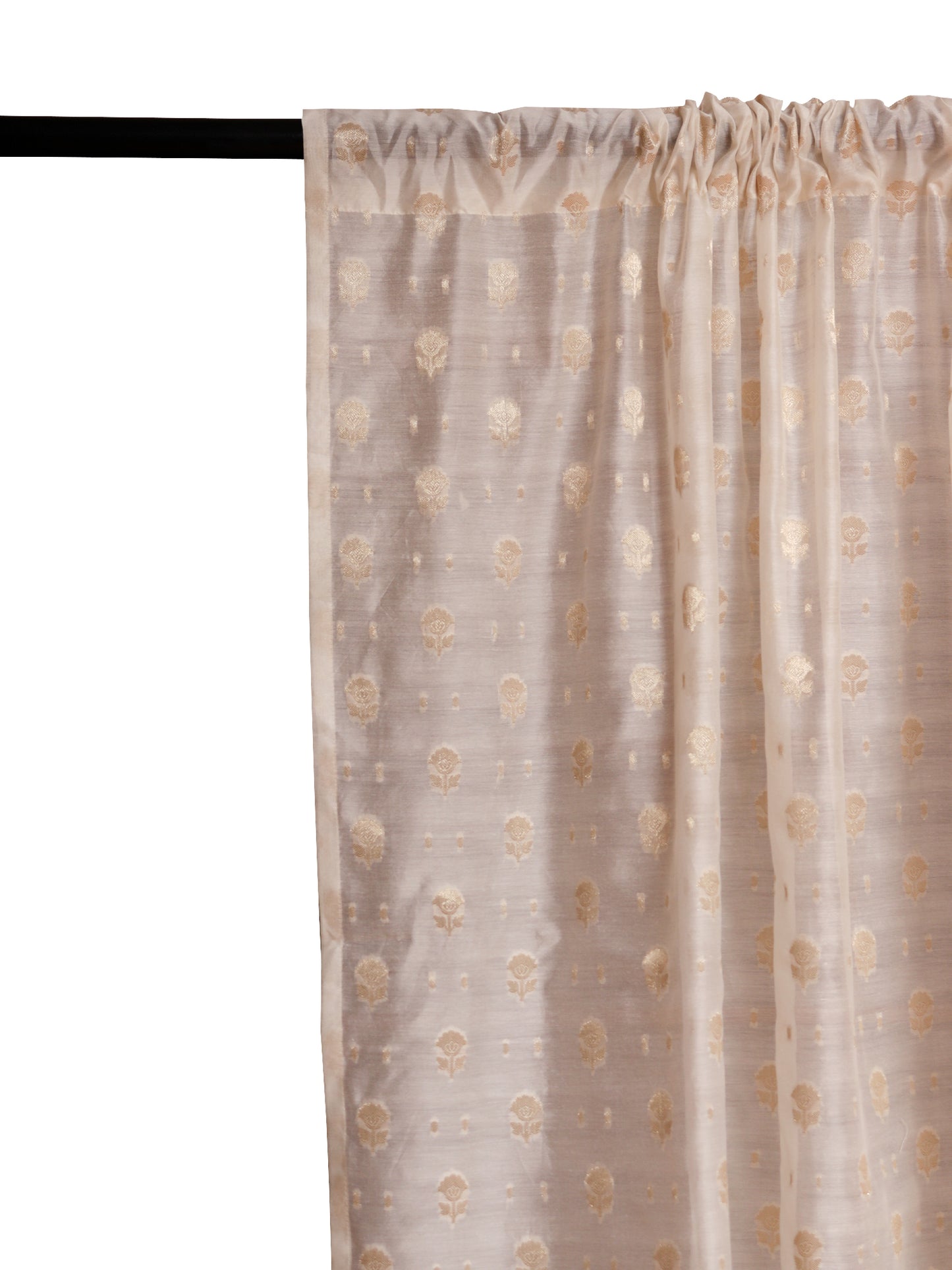 Transparent Sheer Floral Banarasi Brocade Gold - 42" x 84"