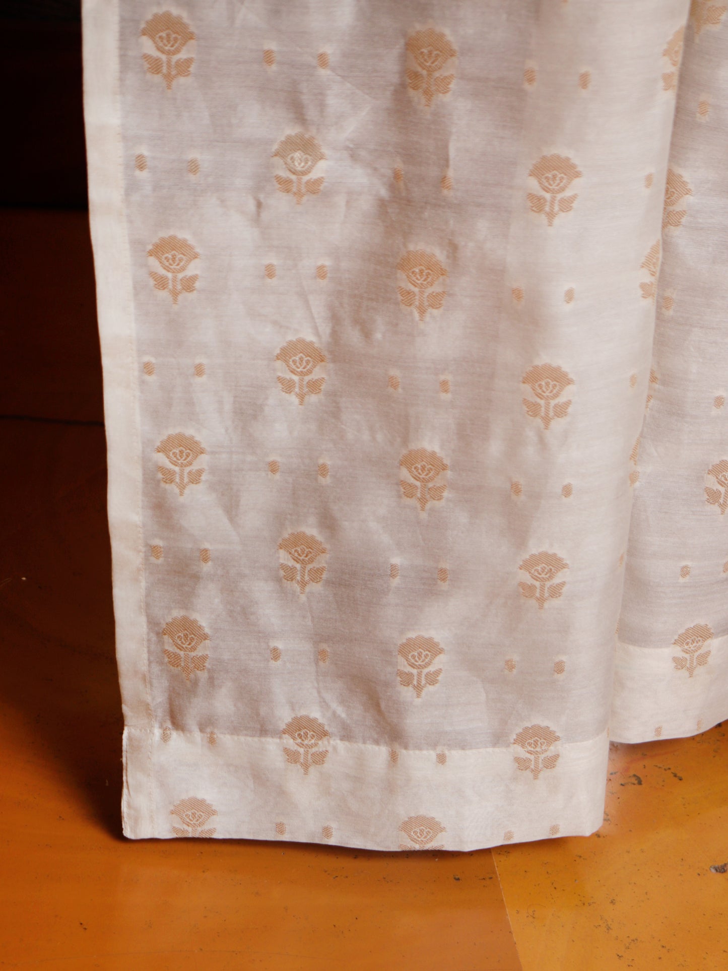 Transparent Sheer Floral Banarasi Brocade Gold - 42" x 84"