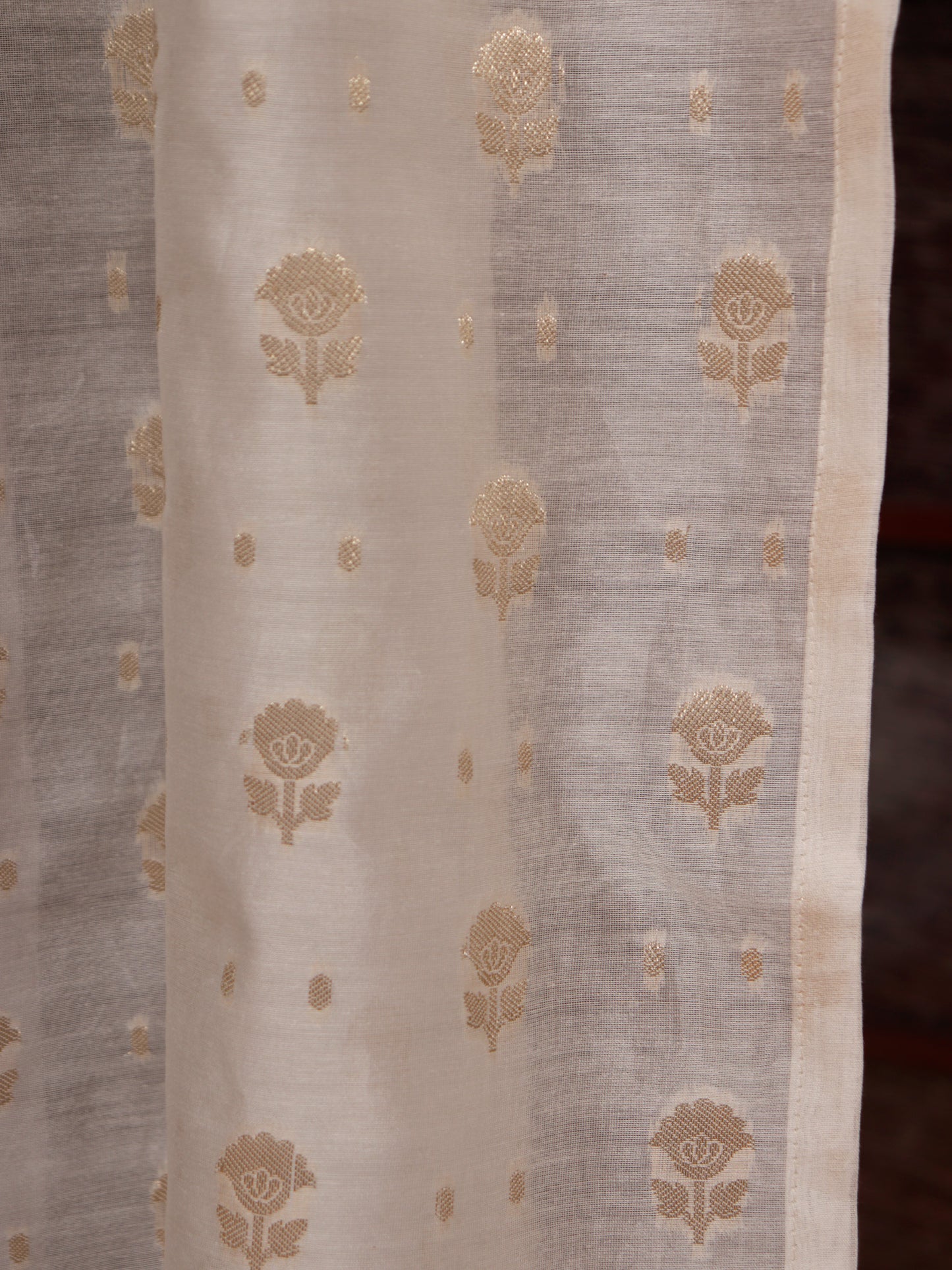 Transparent Sheer Floral Banarasi Brocade Gold - 42" x 84"