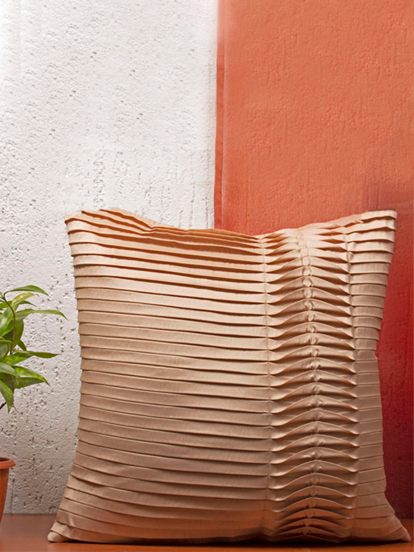 Cushion Cover Set of 3 100% Polyester One-Side Pleated And Printed Multi - 16" x 16"