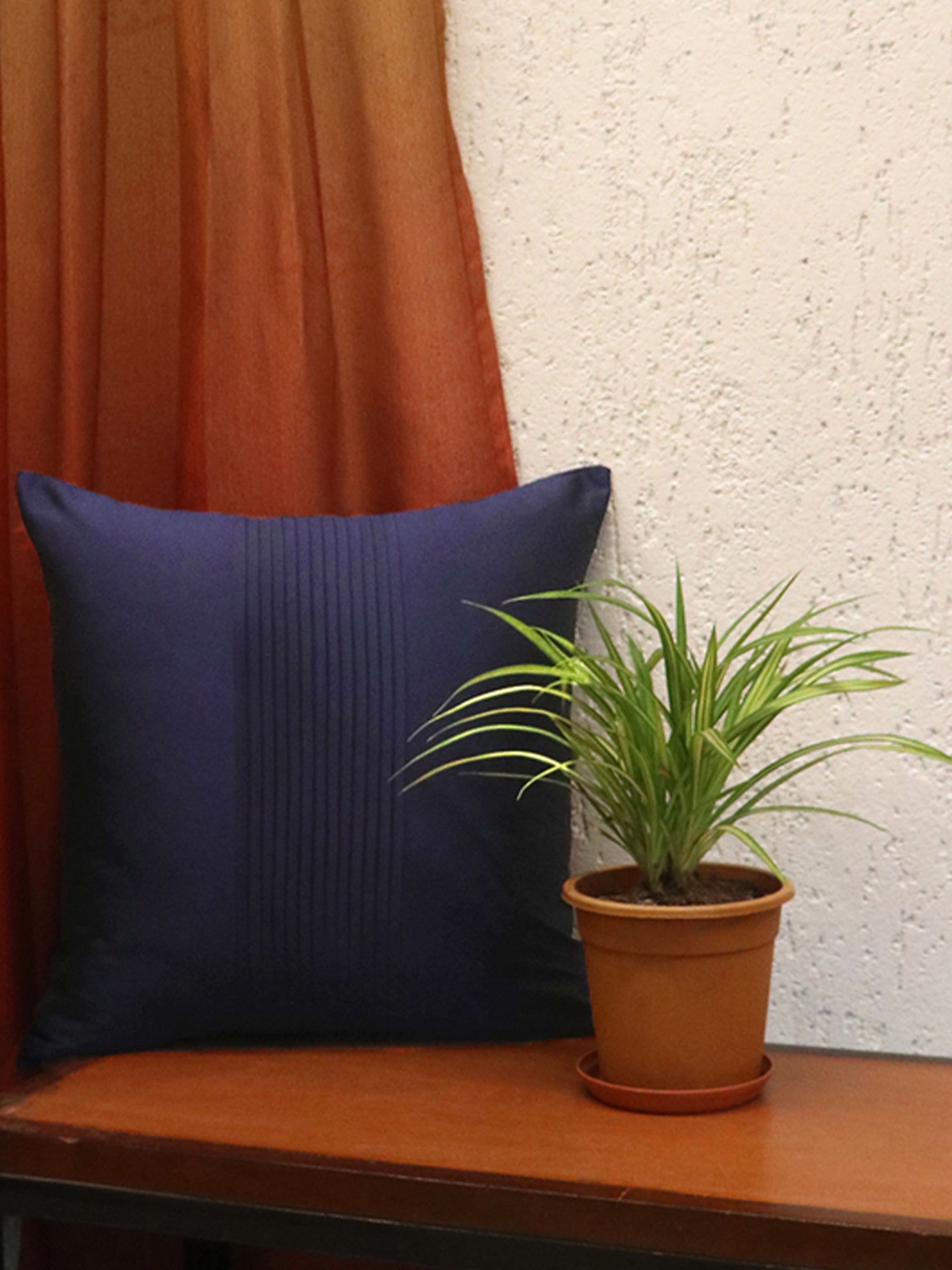 Pleating Cushion cover 100% Polyester in Dark Blue - 12"x12"