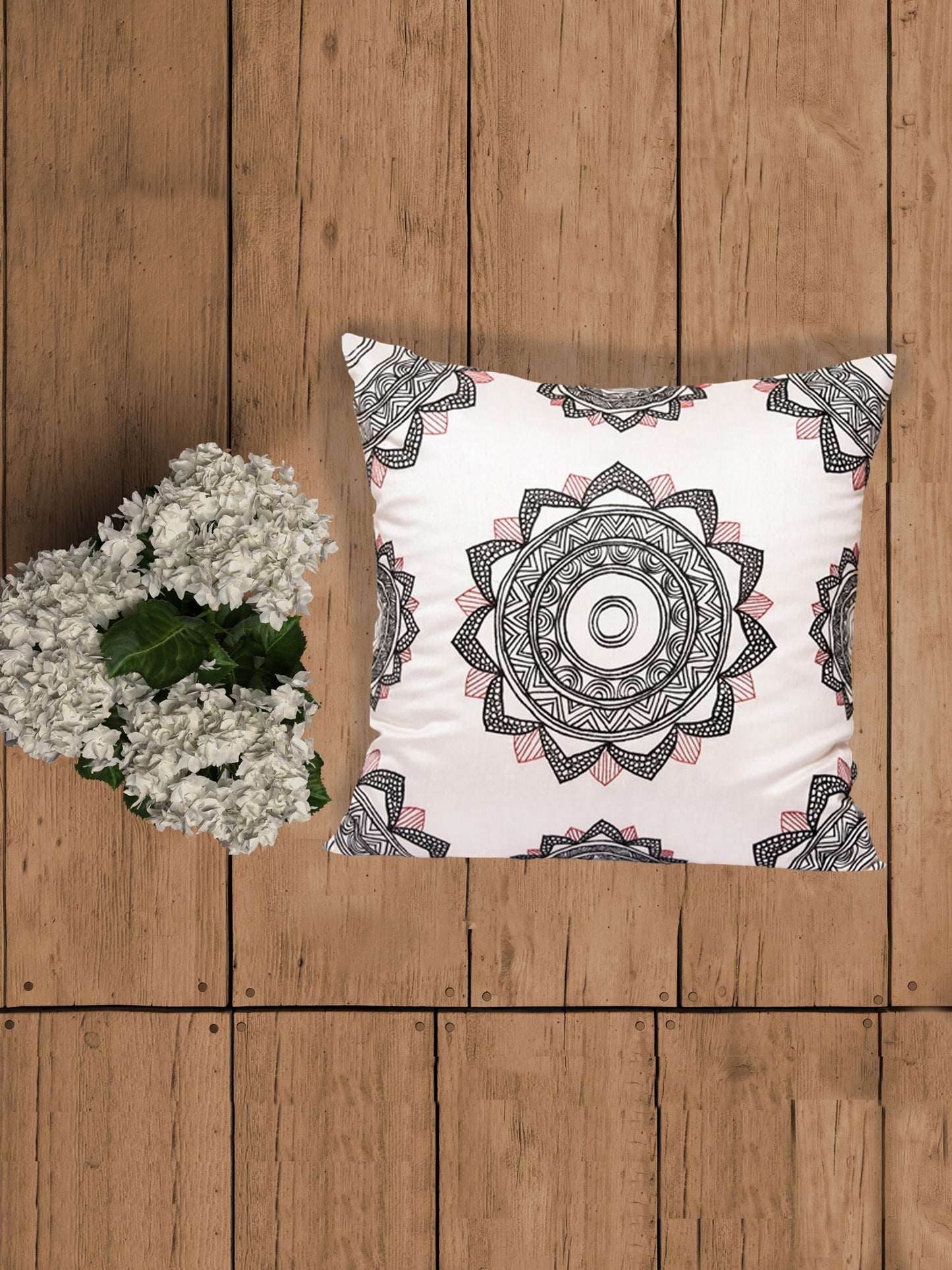 Embroidered Cushion Cover 100% Polyester White - 20" X 20"