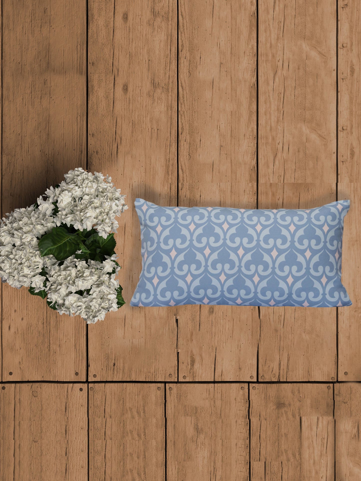 Printed Cushion Cover Cotton Blue - 12" X 22"